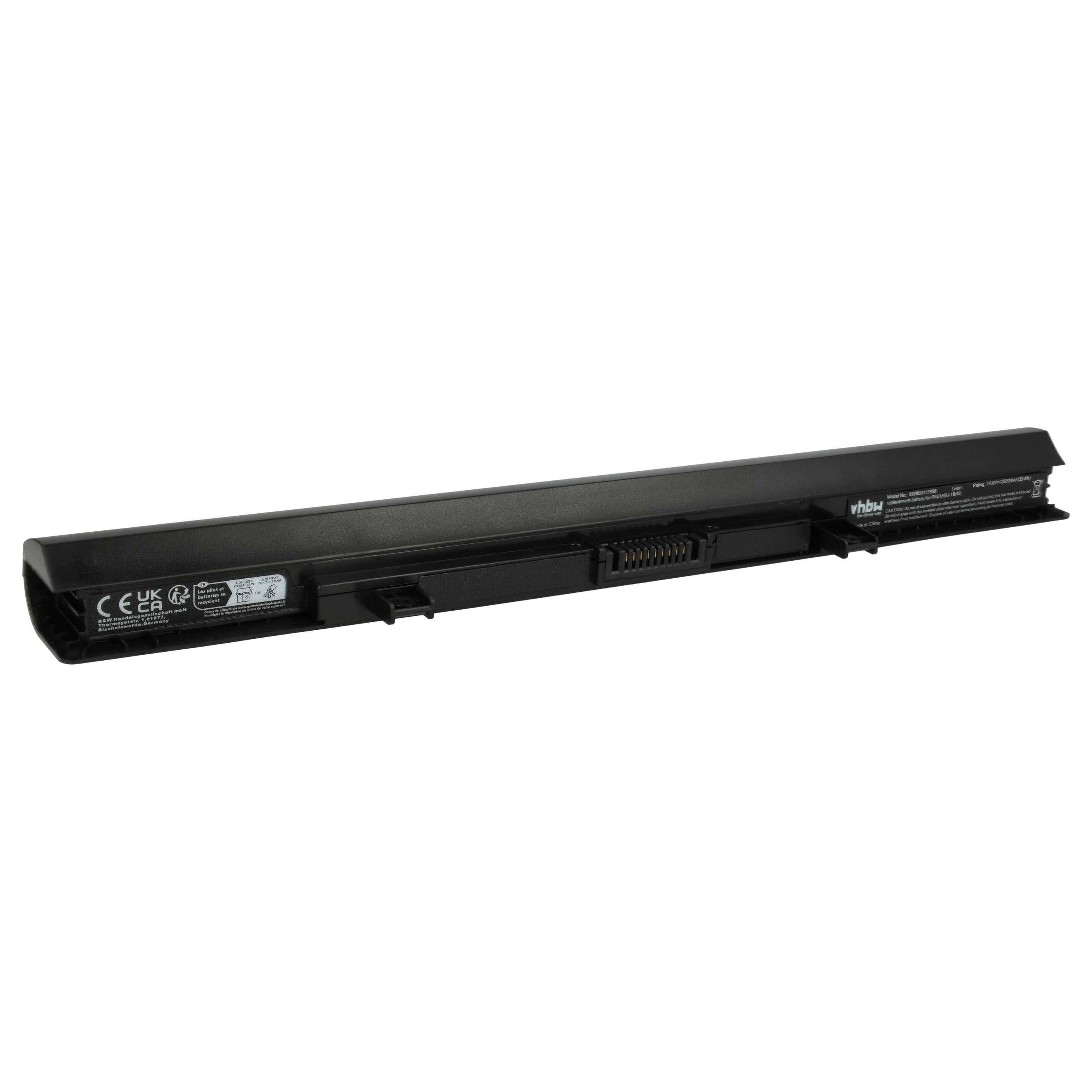 vhbw Akku Ersatz für Toshiba PA5184U-1BRS, PA5185U-1BRS, PA5186U-1BRS, PA5195U-1BRS für Notebook (2600 mAh, 14,8 V, Li-Ion)