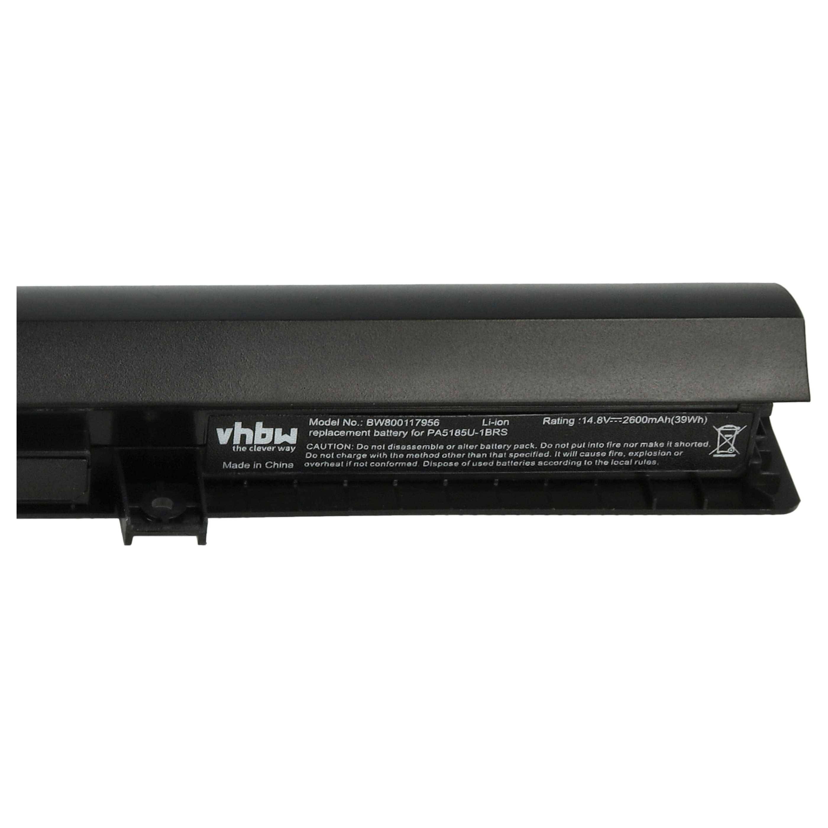 vhbw Akku kompatibel mit Toshiba Satellite C55-C, C55D-A-13U, C55-B5353, C55-B5355, C55D Notebook (2600 mAh, 14,8 V, Li-Ion)