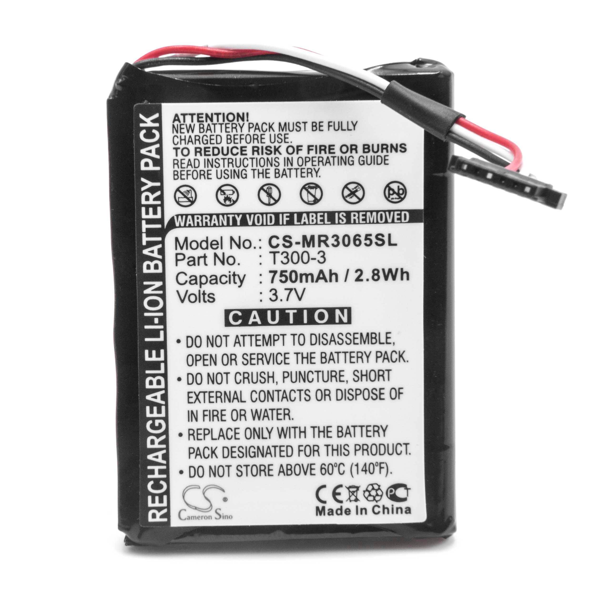 vhbw Akku kompatibel mit Magellan Roadmate 3065, 5220, 3055, 3055-MU, 3065T-LM, 3055T-LM GPS Navigation Navi (750 mAh, 3,7 V, Li-Ion)