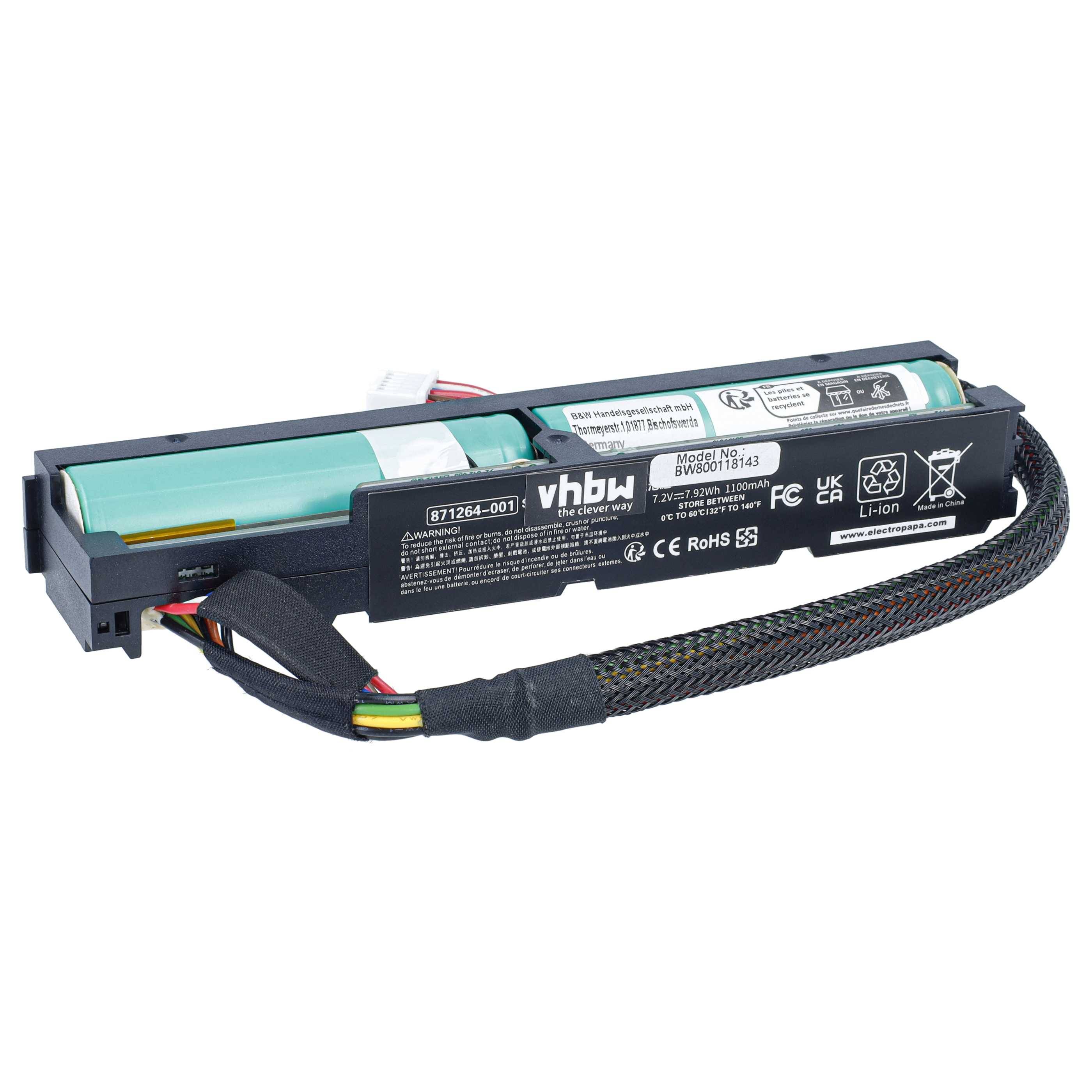 vhbw Akku Ersatz für HP MC96 | HSTNN-IS6A, HSTNS-BB02, HQ-TRE, 815983-001, 871264-001 für Raid-Controller (1100 mAh, 3,7 V, Li-Ion)