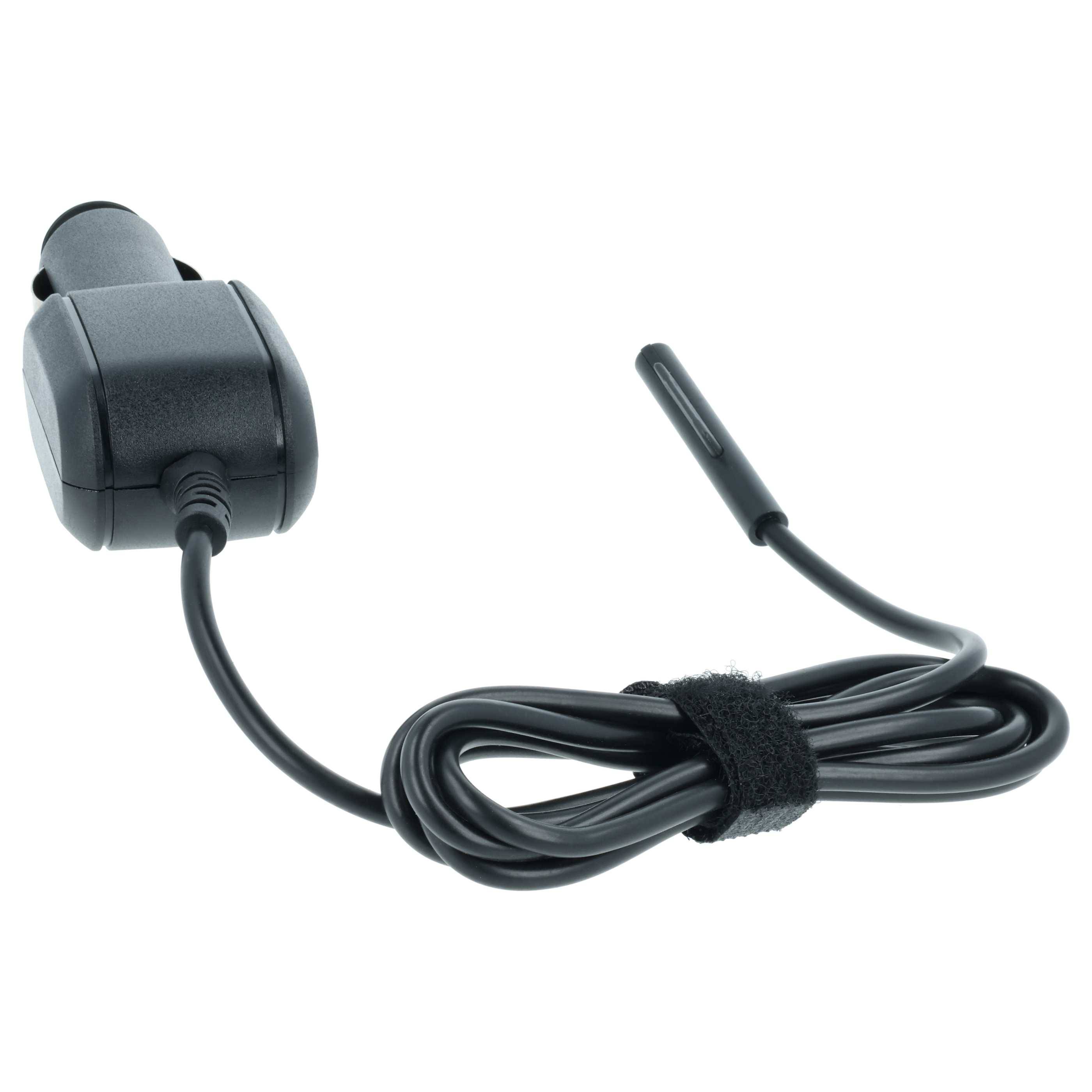 vhbw KFZ-Ladekabel kompatibel mit Microsoft Surface Book 2, Go Notebook, Tablet - 12V Ladegerät Schwarz 2.58 A
