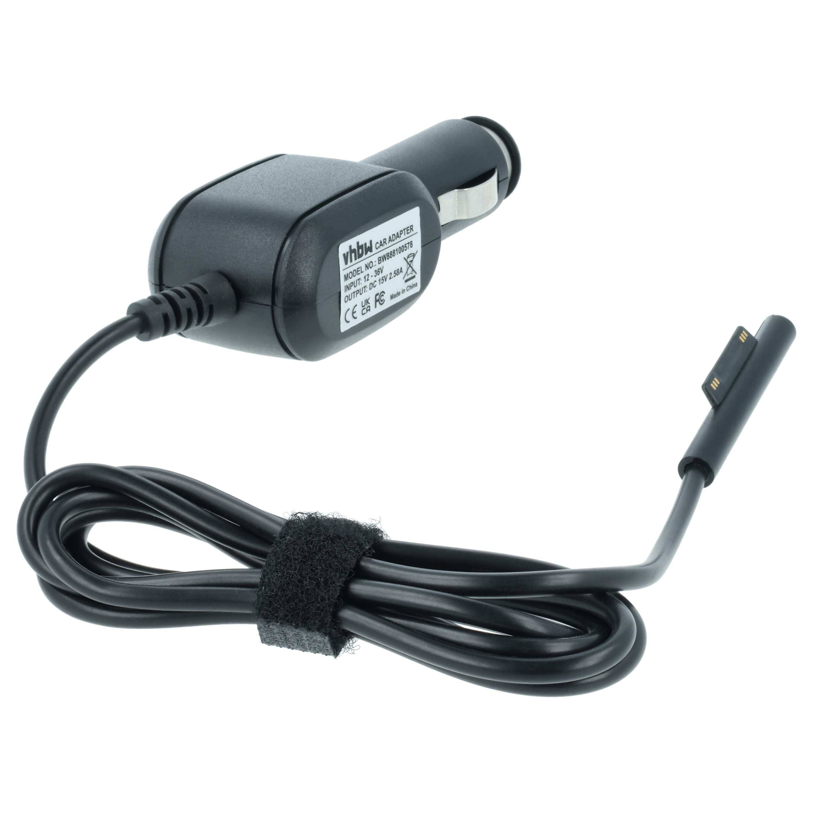 vhbw KFZ-Ladekabel Ersatz für Microsoft 1735, 1706, 1800, 1736 für Notebook, Tablet - 12V Ladegerät Schwarz 2.58 A