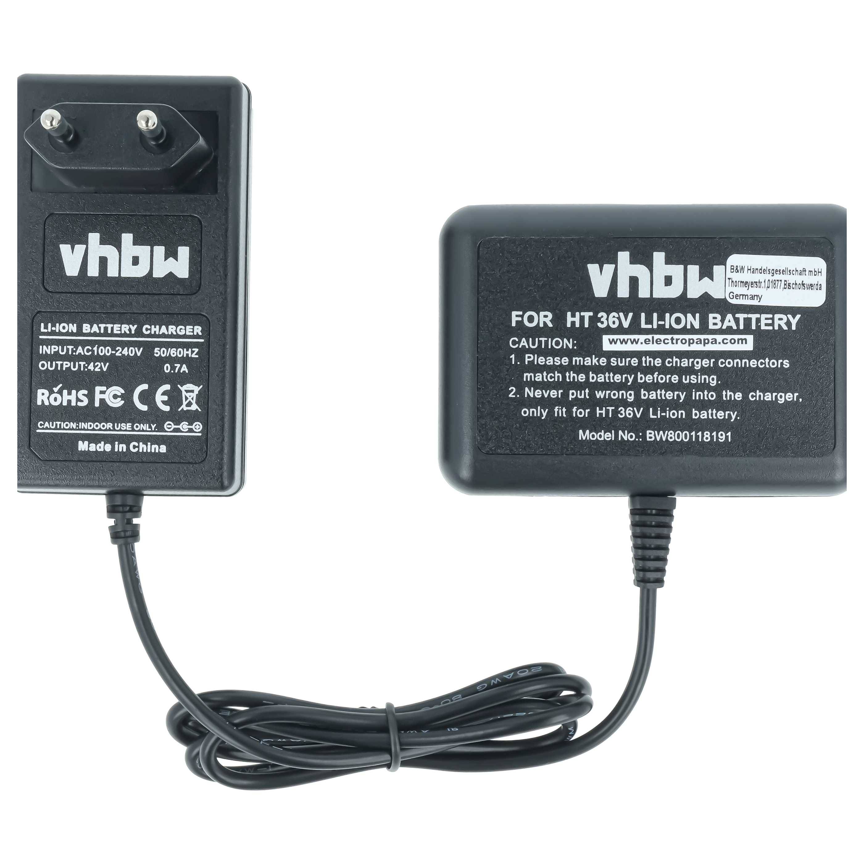 vhbw Ladegerät kompatibel mit Hitachi 328036, BSL3626, BSL 3626 Werkzeug Li-Ion-Akkus (36V)