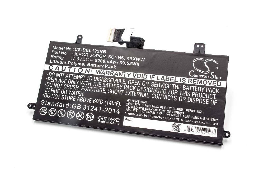vhbw Akku kompatibel mit Dell Latitude N012L7390-C-D1706FTCN Notebook (5200mAh, 7,6V, Li-Polymer)