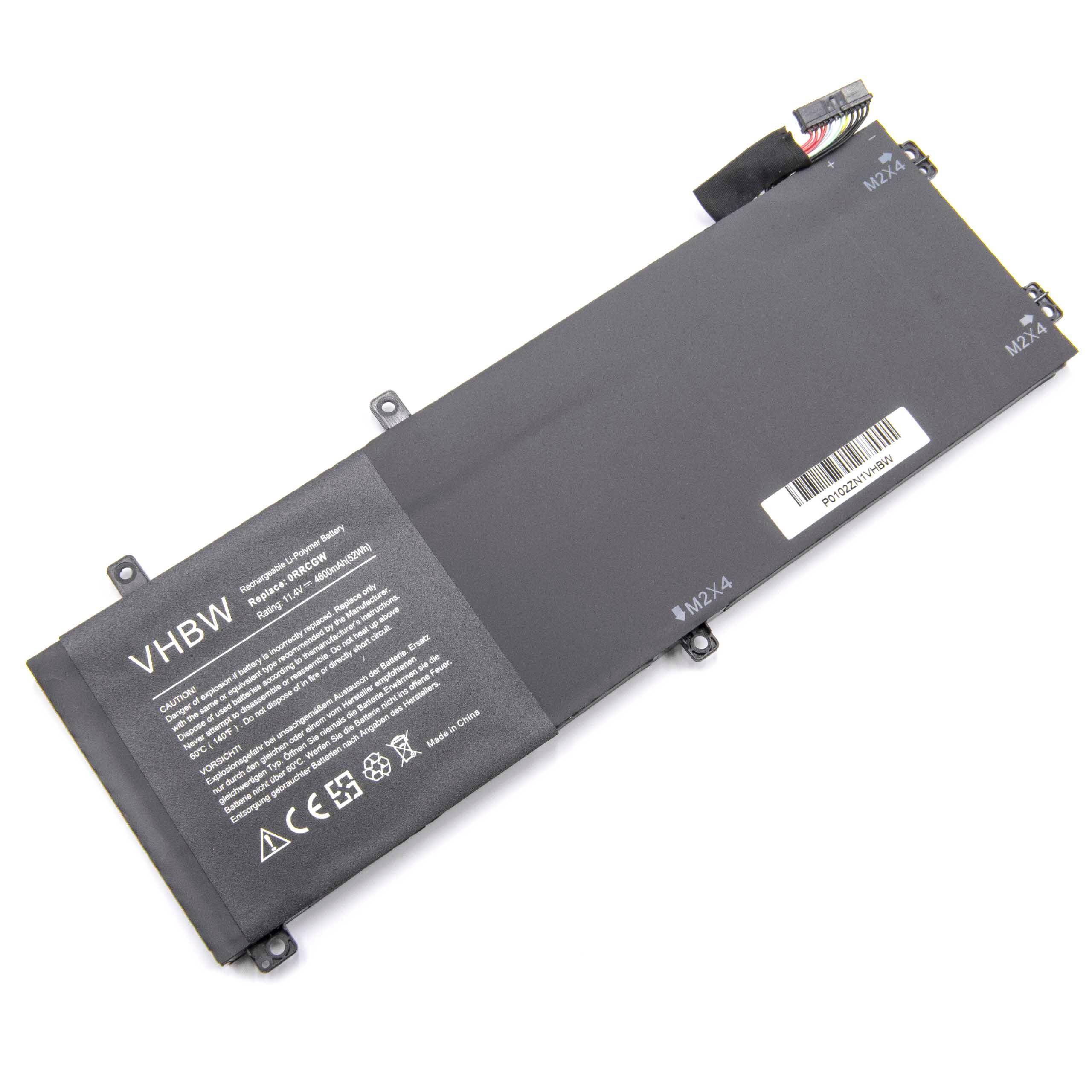 vhbw Akku kompatibel mit Dell XPS 15 2017 9560, 15 9550, 15-9550-D1528, 15-9550-D1628 Notebook (4600mAh, 11,4V, Li-Polymer)