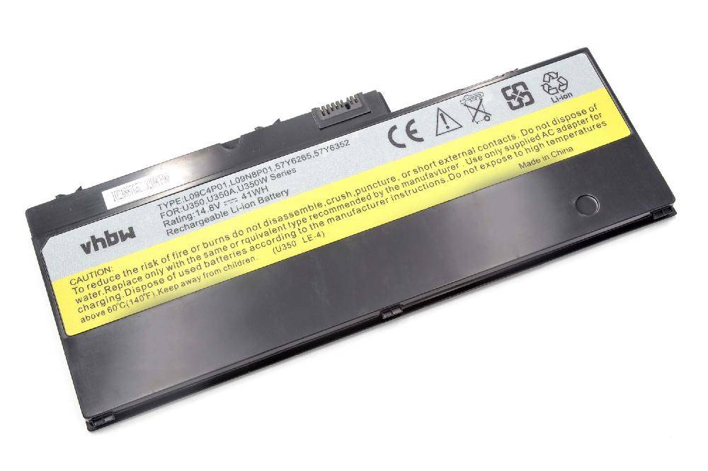 vhbw Akku kompatibel mit Lenovo IdeaPad U350, U350 20028, U350 2963, U350W Notebook (2700mAh, 14,8V, Li-Ion)