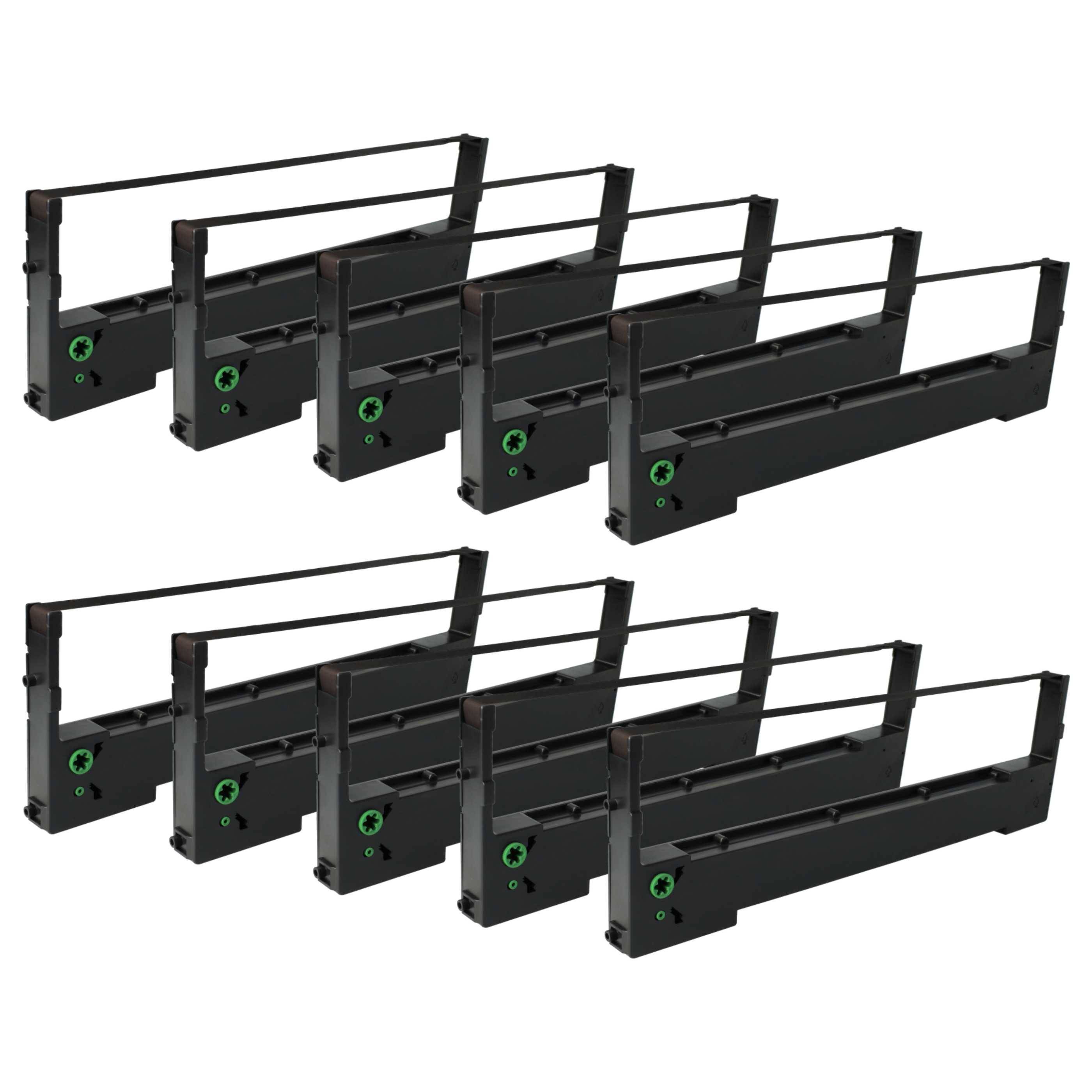 vhbw 10x Farbband Schriftband kompatibel mit Tally Genicom T2033, LA 550N, MT150, MT130, T 2040 Nadeldrucker, Bondrucker - Schwarz