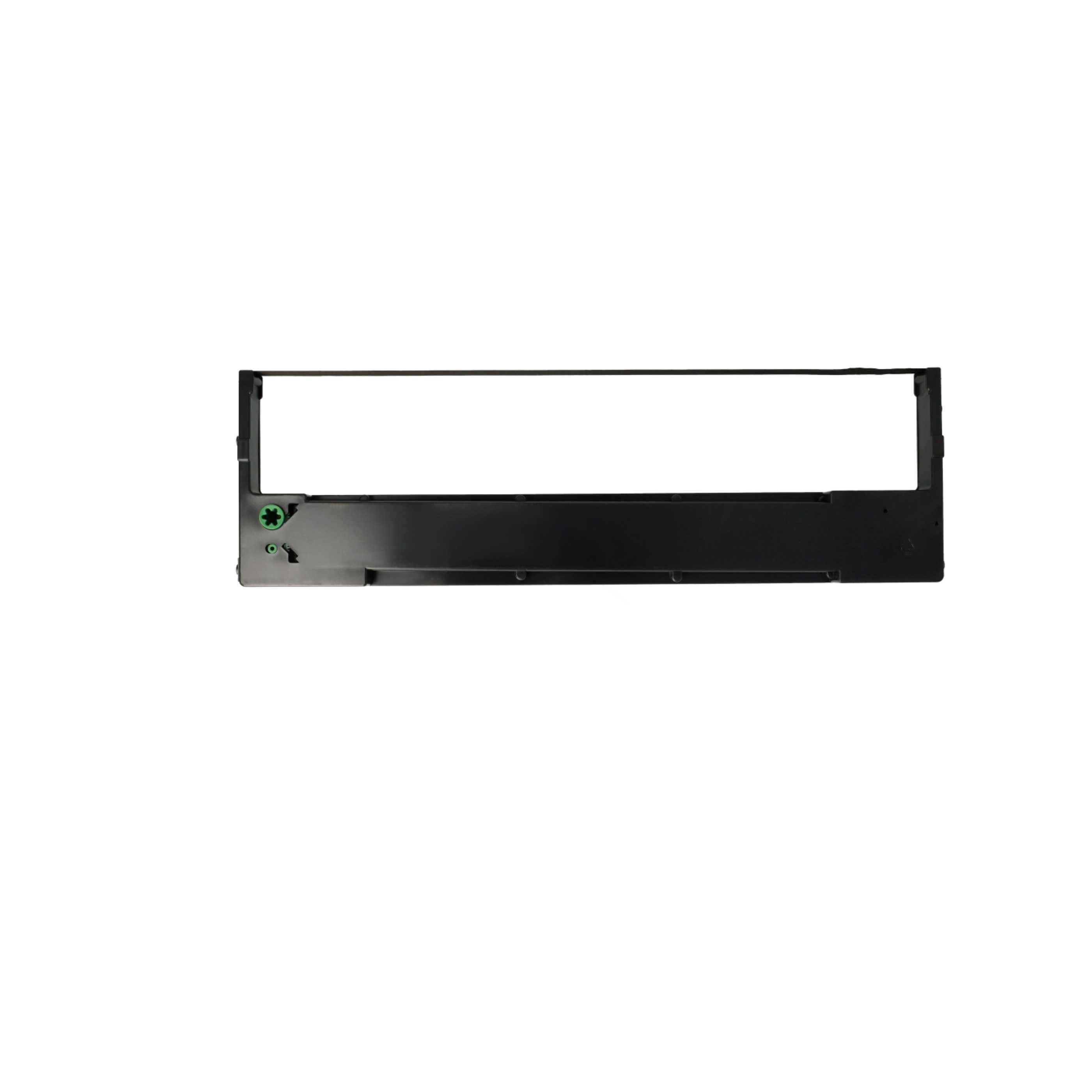Schwarze Tintenband-Kassette mit rechteckiger Form, verwendet für Nadeldrucker oder Schlag-Drucker.