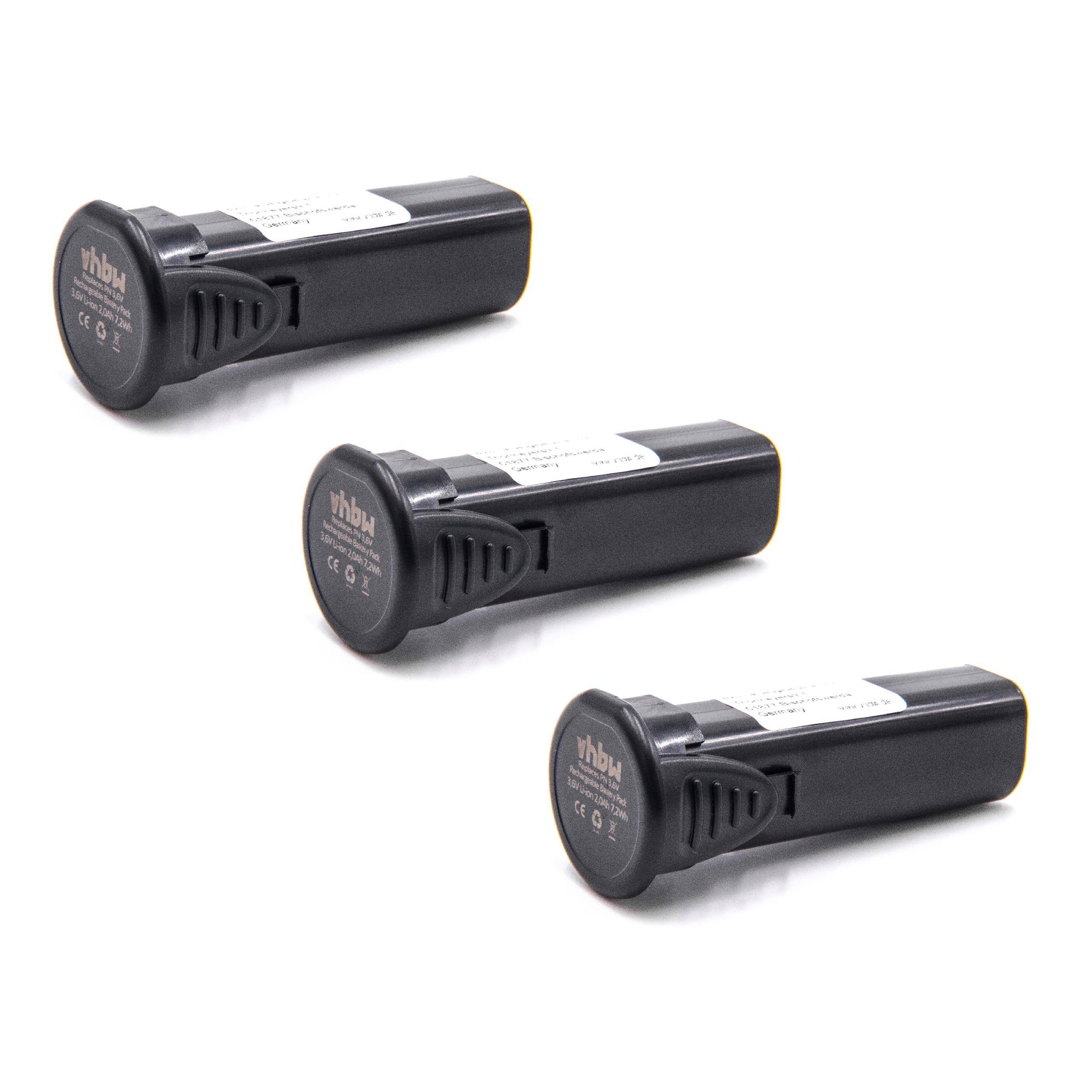 vhbw 3x Akku kompatibel mit Panasonic EY3610 LA1J, EY7410LA1C, EY7410LA2S, EY3610, EY6220NQ Elektrowerkzeug (2000 mAh, Li-Ion, 3,6 V)
