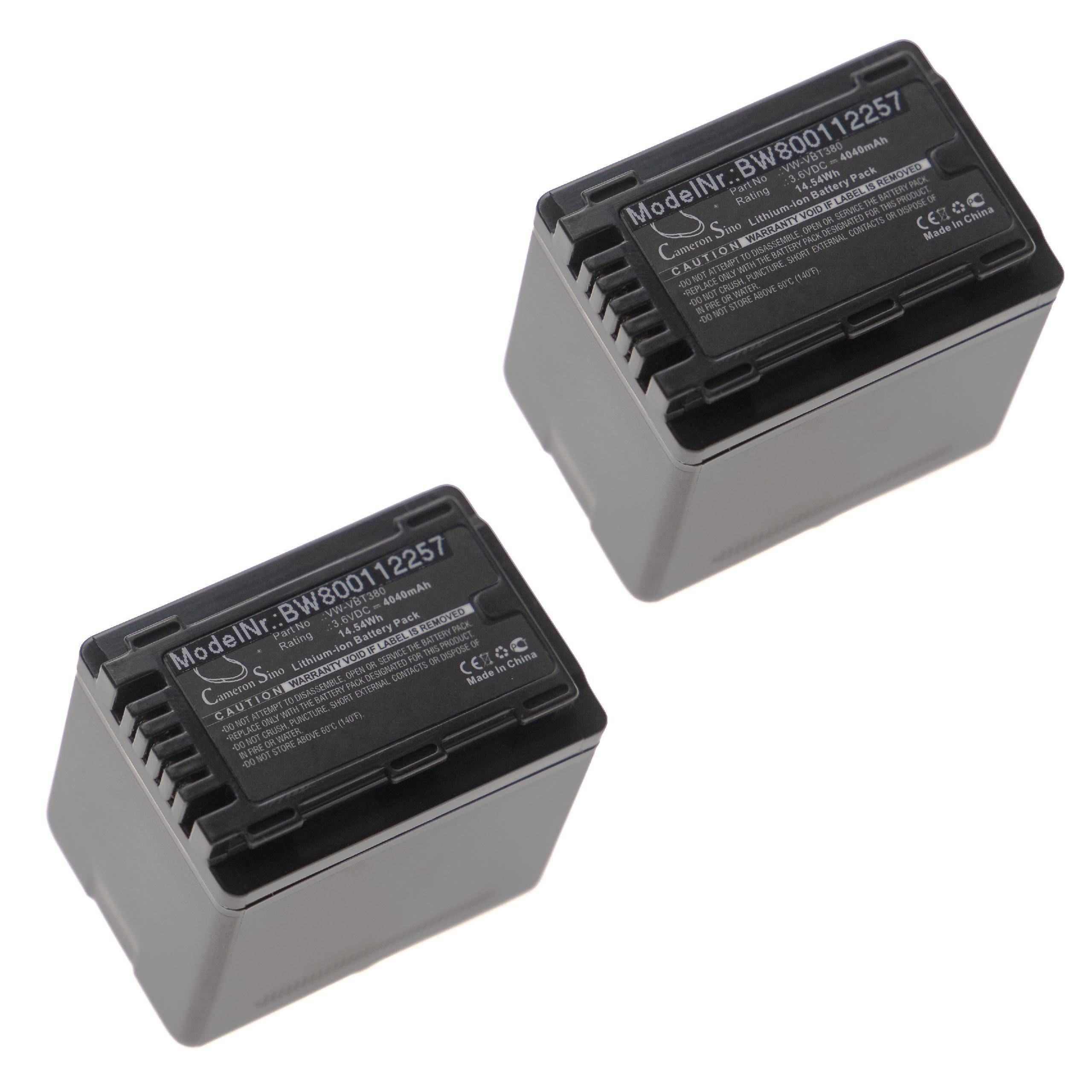 vhbw 2x Akku kompatibel mit Panasonic HDC-SD40, HDC-SDX1, HDC-T55, HDC-SD80, HDC-T50, HDC-SD90 Videokamera Camcorder (4040 mAh, 3,6 V, Li-Ion)