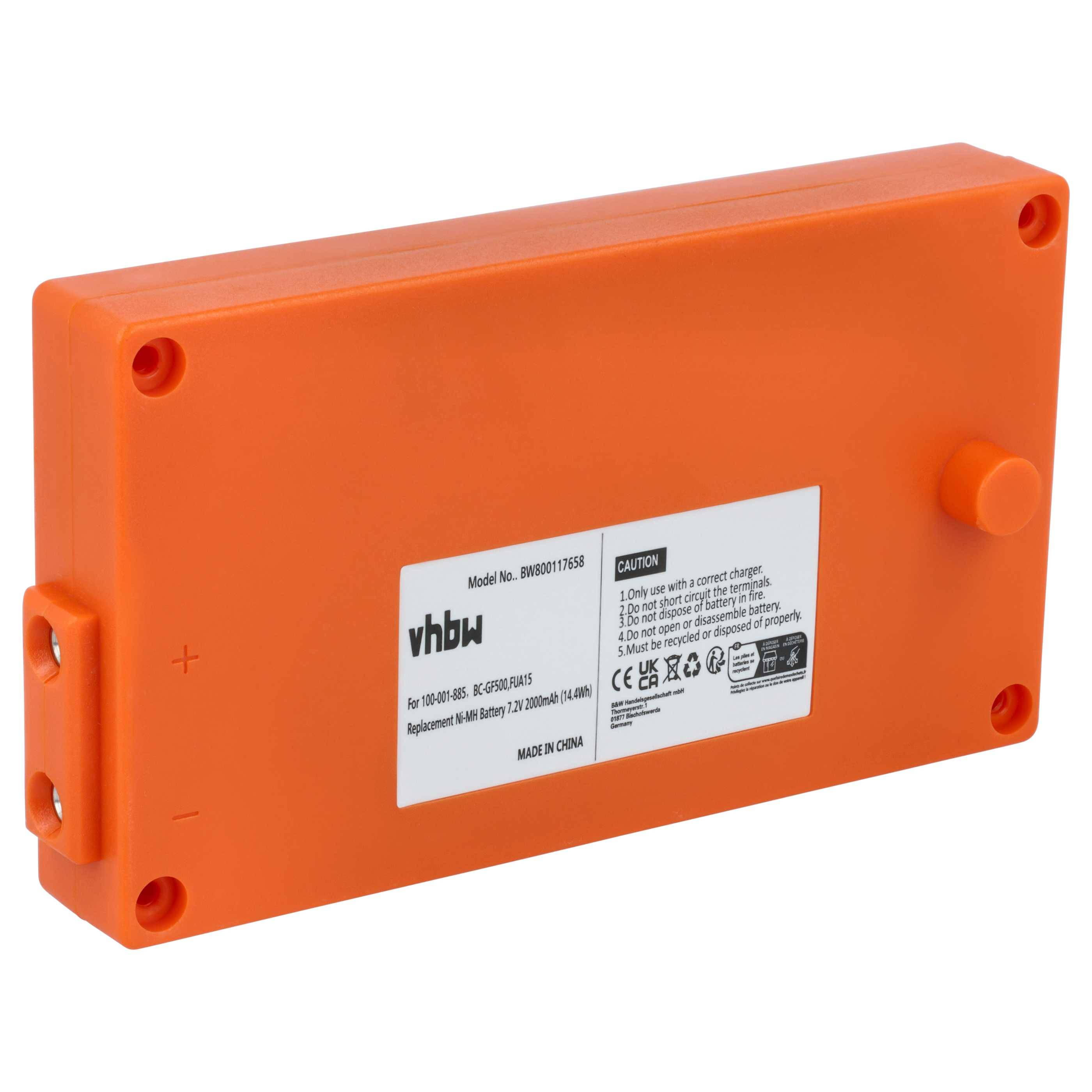 Orangefarbene rechteckige vhbw Batterieverpackung mit Modellnummer WBW9916192891, Eingangsspannung 22,2V/9000mAh, hergestellt in China. Warnhinweis-Etikett enthalten.