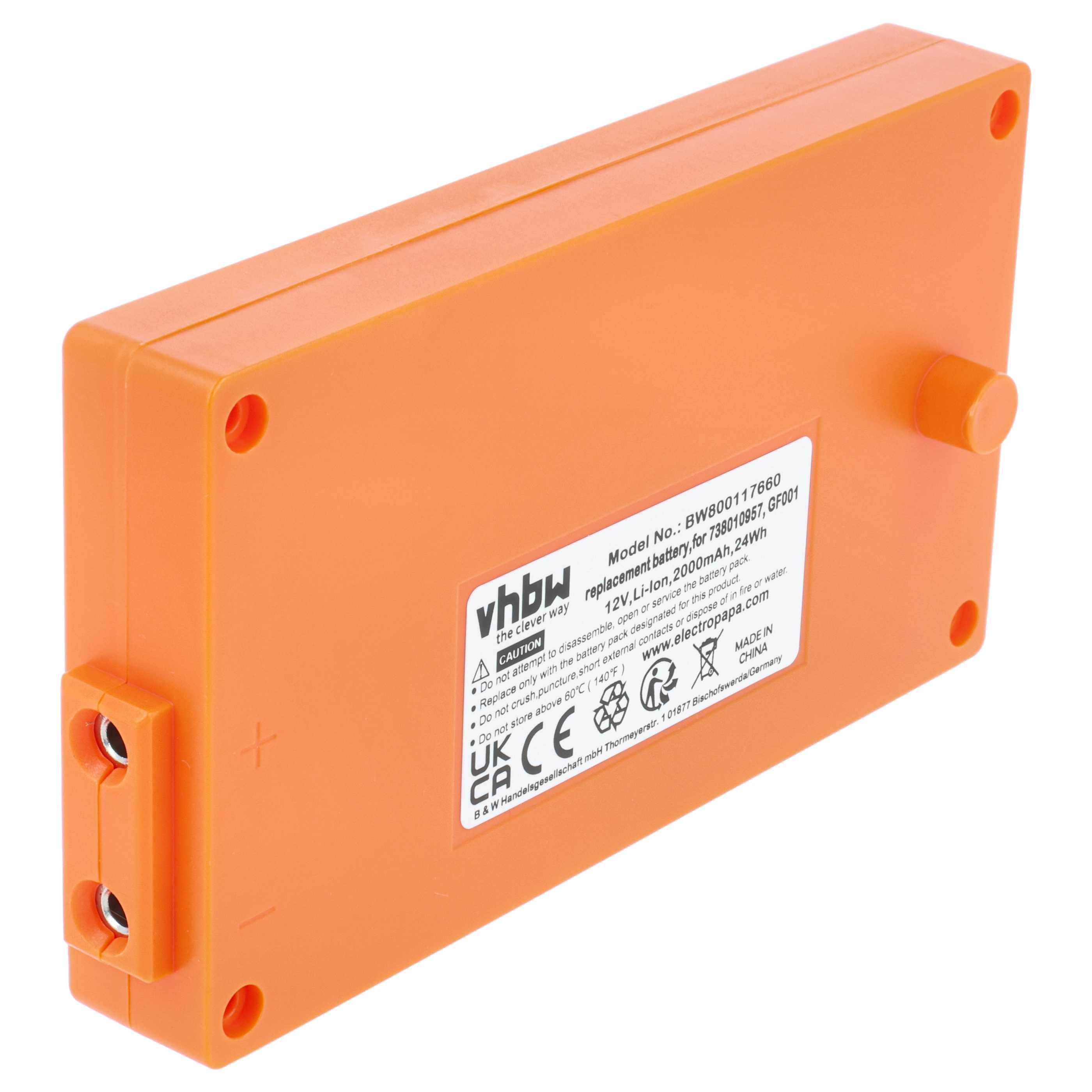 vhbw Akku Ersatz für Gross Funk RGRO1215, GF001, 738010957, 100-000-134 für Industrie-Funkfernsteuerung Fernbedienung (2000 mAh, 12 V, Li-Ion)