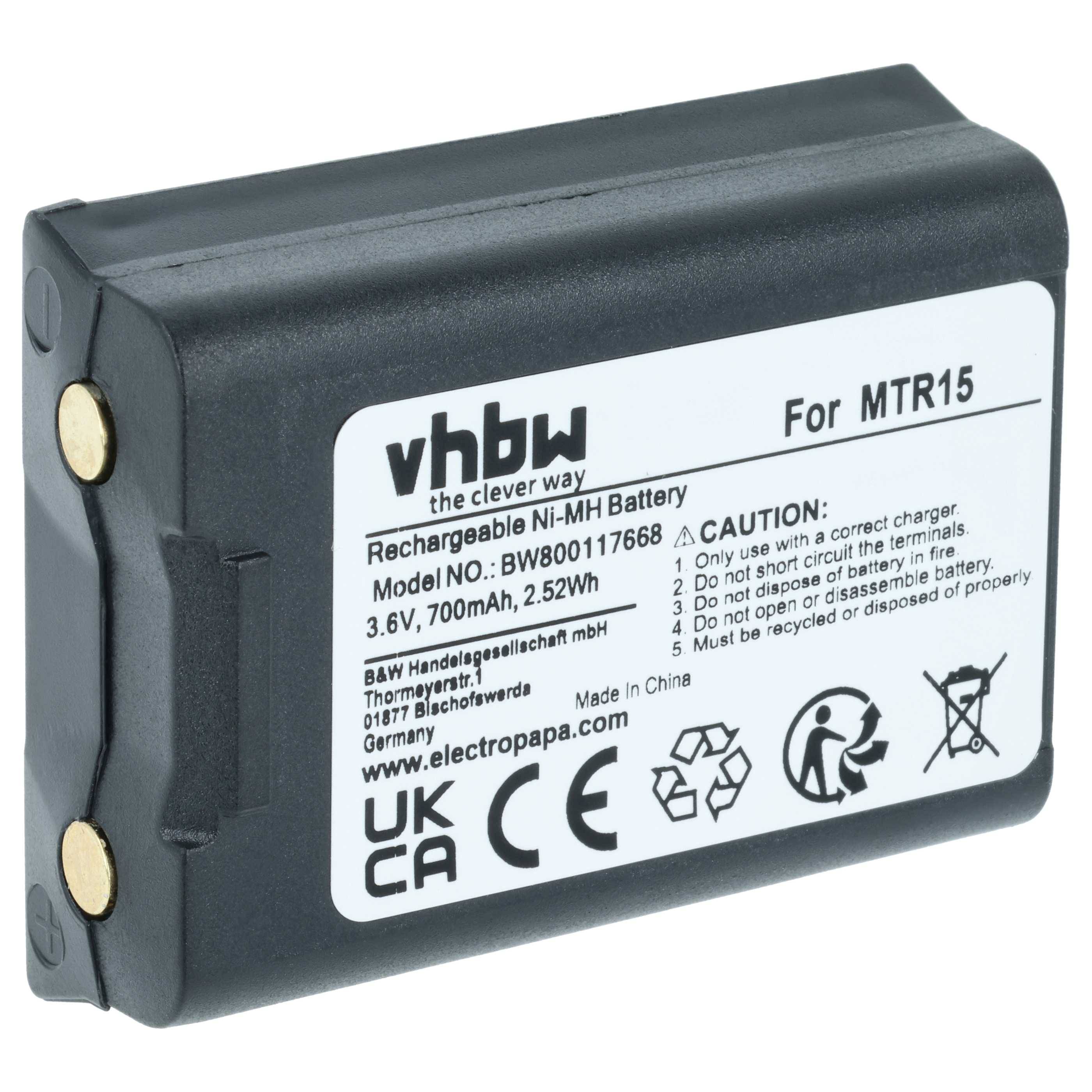 vhbw Akku kompatibel mit Ravioli A96897838P10845, LJRAEC20, Grundfos MTR15 Fernbedienung Remote Control (700 mAh, 3,6 V, NiMH)