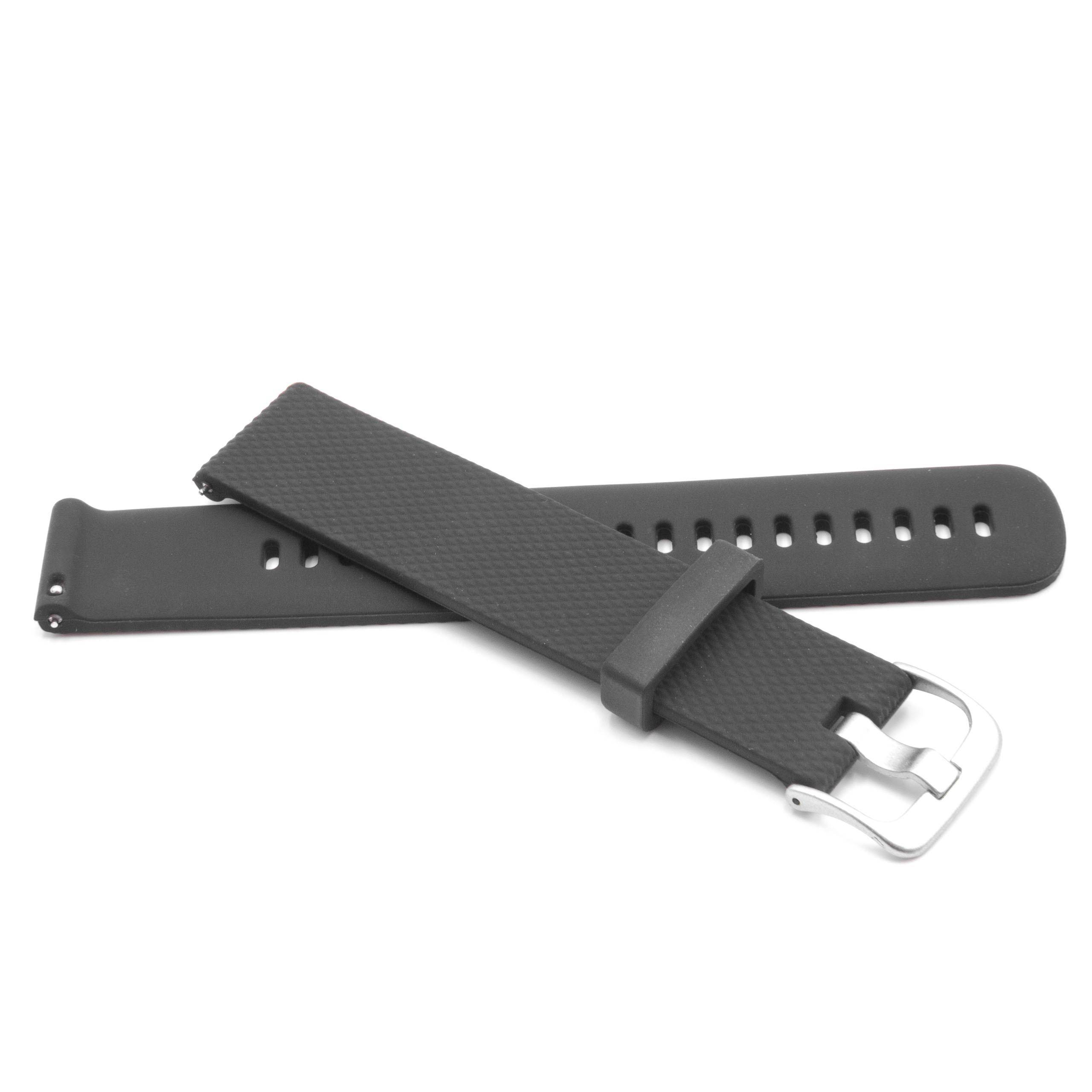 vhbw Ersatz Armband kompatibel mit Garmin Vivomove, Vivoactive 3, Approach X40, Vivomove HR Fitnessuhr, Smartwatch - 12,5 + 10,5 cm Silikon schwarz
