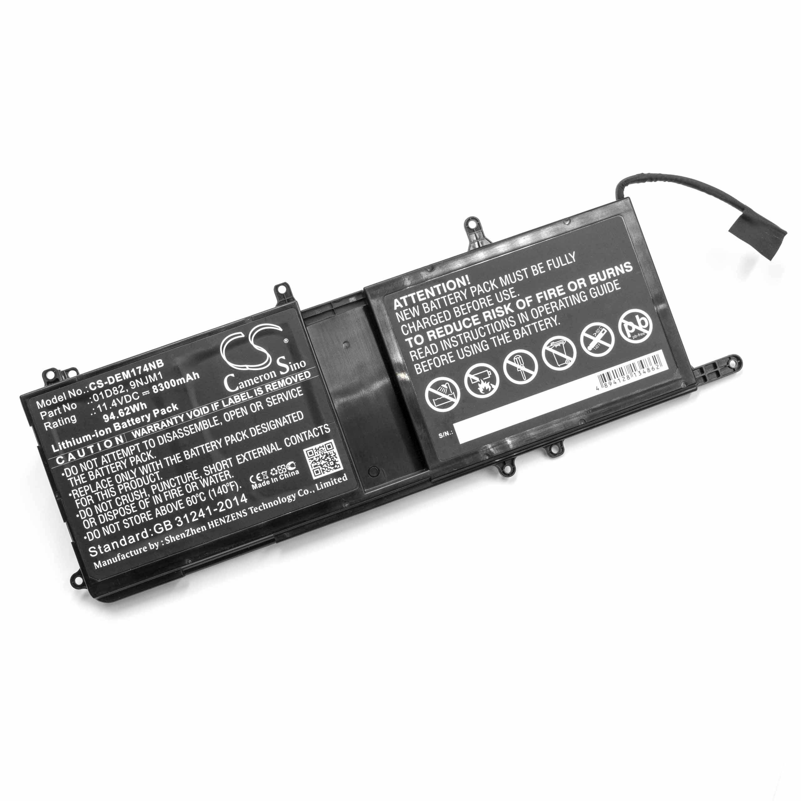 vhbw Akku kompatibel mit Dell Alienware 17 ALW17C-D3868S, ALW15C-D0118B, 17 R4, 17 R5 Notebook (8300 mAh, 11,4 V, Li-Ion)