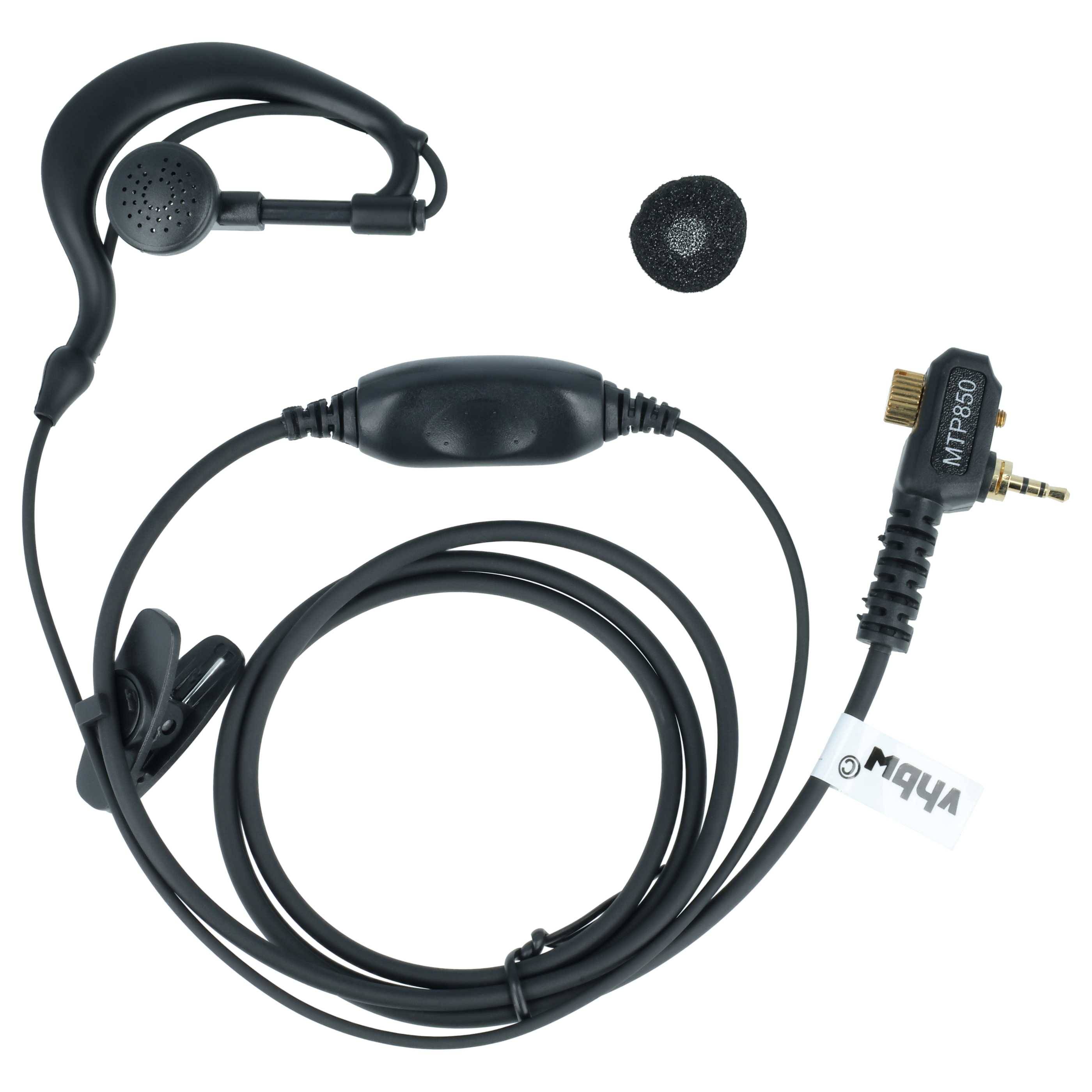 Ohrstöpsel mit flexiblem Bügel, integriertem Mikrofon und 3,5-mm-Anschluss. Enthält Kabel und zusätzliche Ohrstöpselkappe.