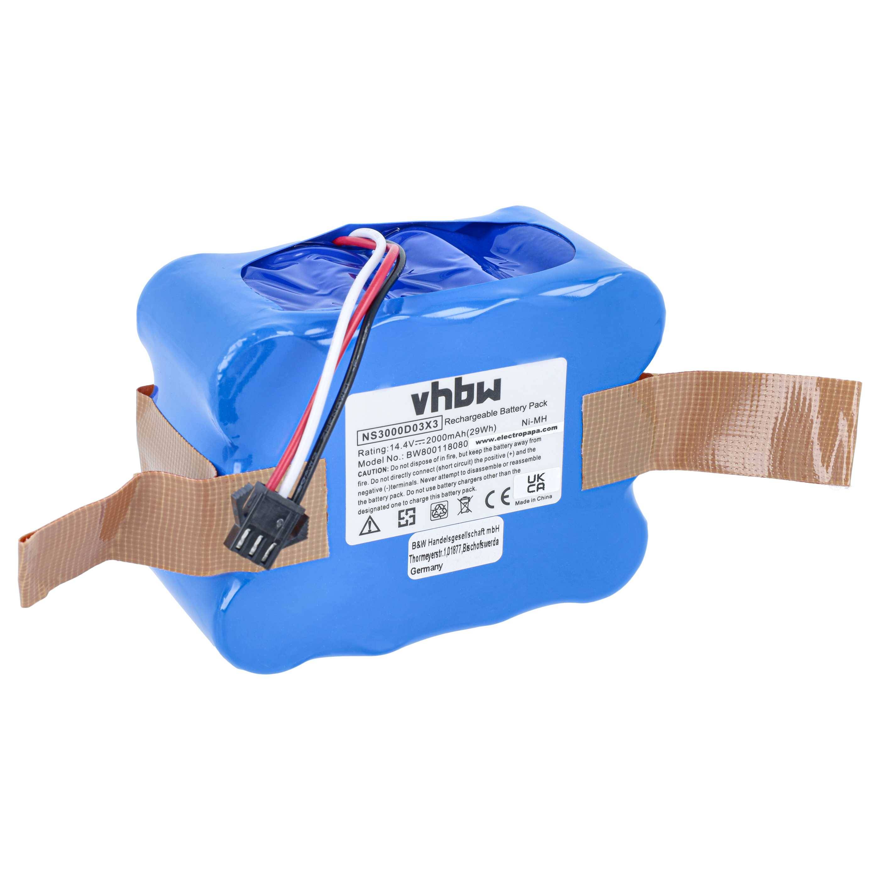 vhbw Akku kompatibel mit Indream 9300 | 9200, 9700, 9300XR Staubsauger (2000 mAh, 14,4 V, NiMH)