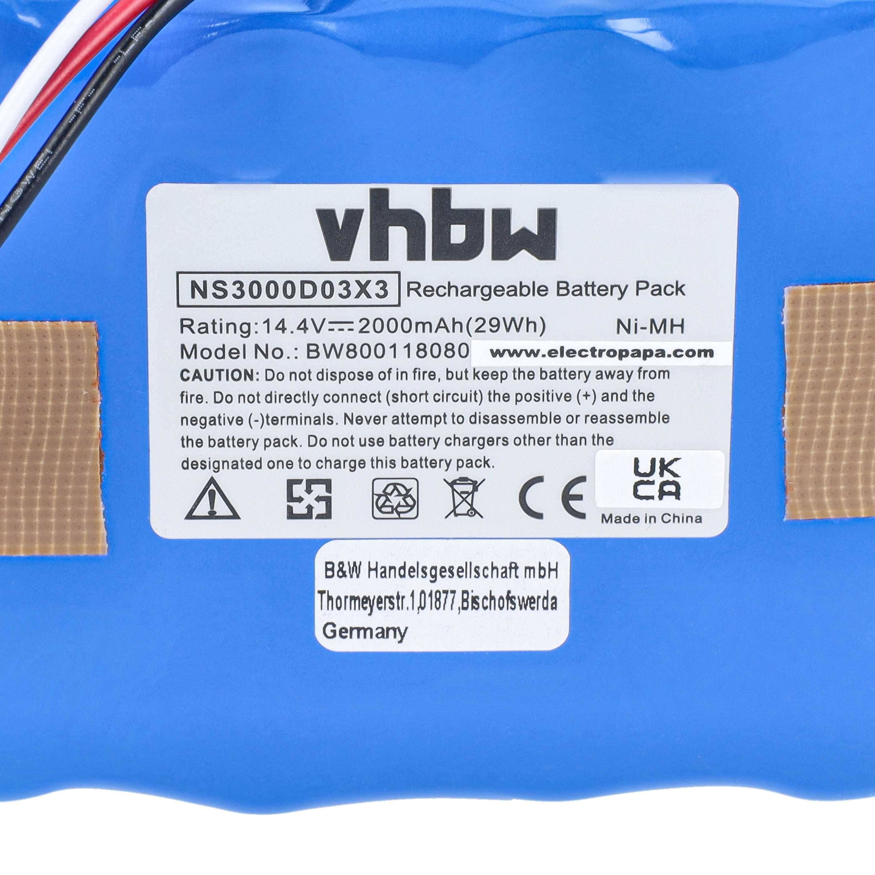 vhbw Akku Ersatz für YX-Ni-MH-022144 | für Staubsauger (2000 mAh, 14,4 V, NiMH)