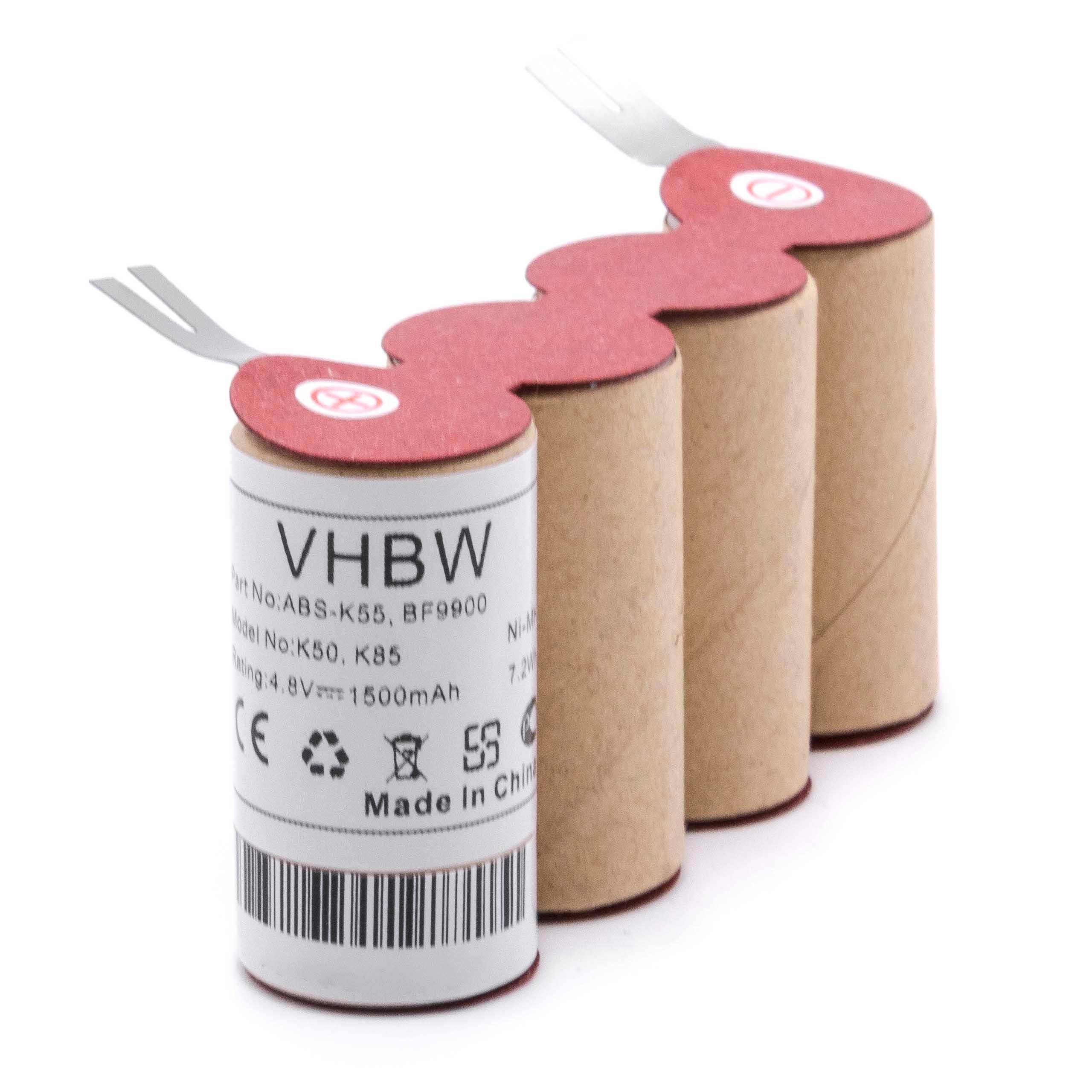 vhbw Akku Ersatz für Kärcher BF9900, ABS-K55 für Staubsauger (1500 mAh, 4,8 V, NiMH)