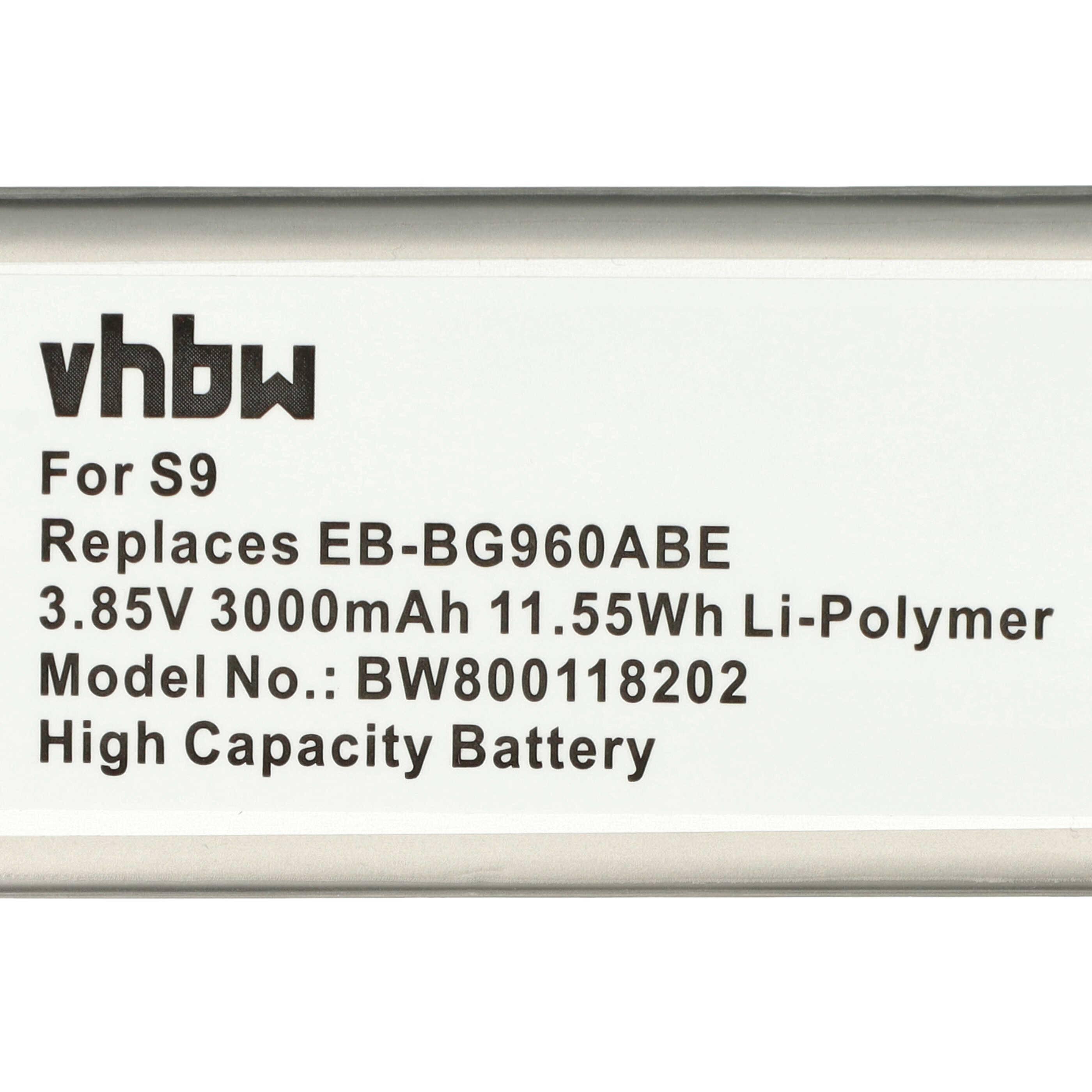 vhbw Akku kompatibel mit Samsung Galaxy SCV38, S9, SM-G960, S9 Duos TD-LTE, S9 Duos Handy Smartphone Telefon (3000 mAh, 3,85 V, Li-Polymer)