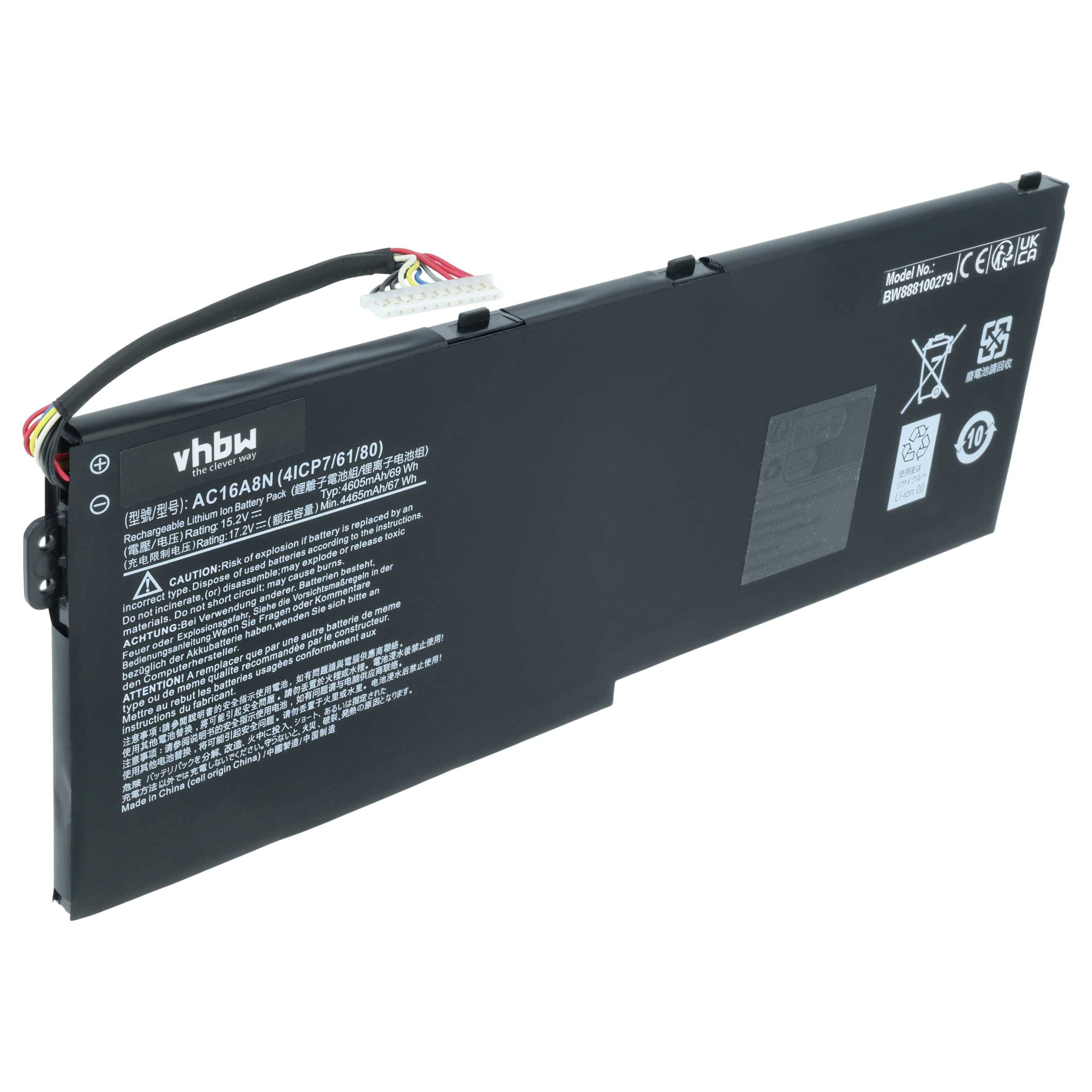 vhbw Akku kompatibel mit Acer Apire V15 Nitro VN7-593G, BE VN7-593G Notebook (4400 mAh, 15,2 V, Li-Ion)