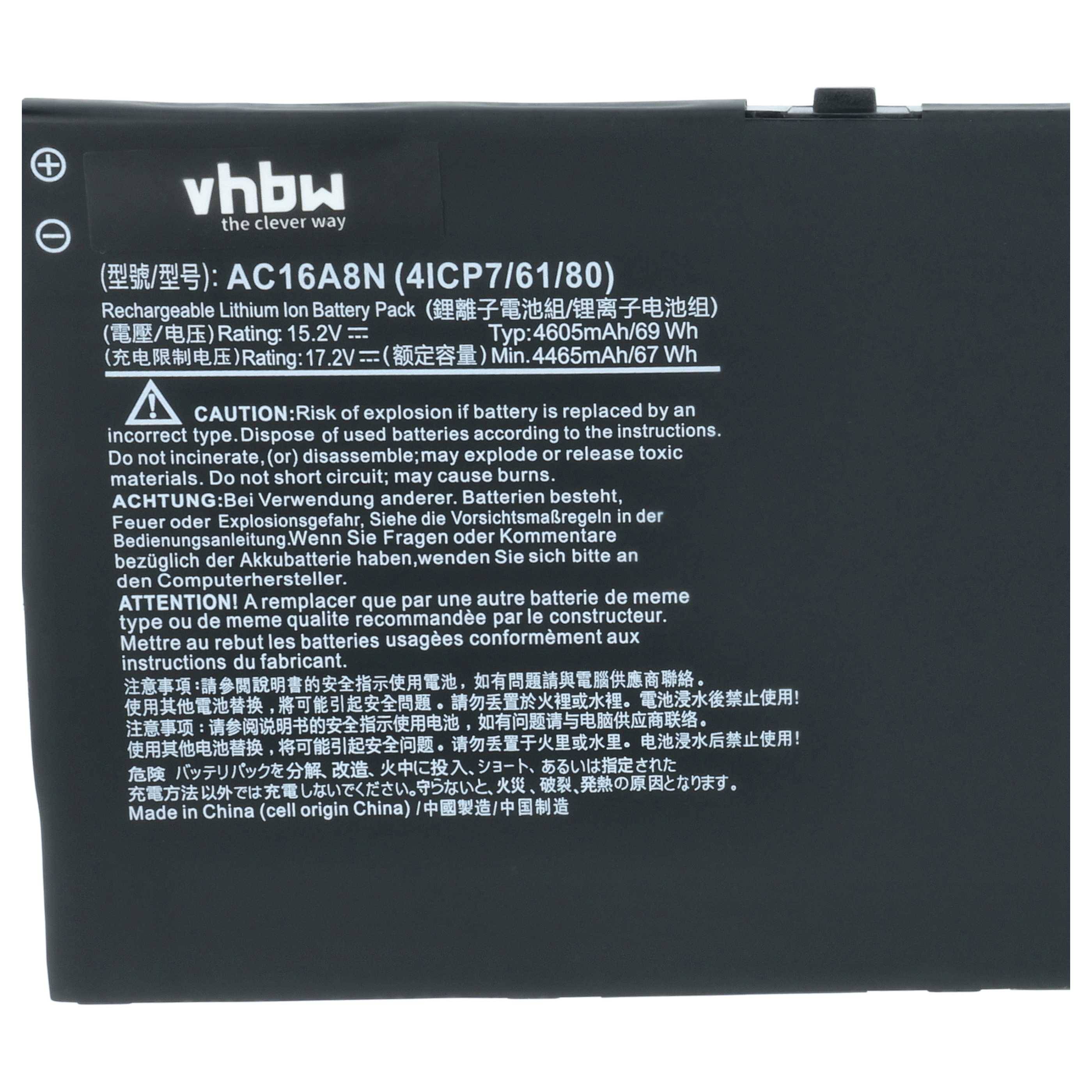 vhbw Akku kompatibel mit Acer Apire V15 Nitro VN7-593G, BE VN7-593G Notebook (4400 mAh, 15,2 V, Li-Ion)