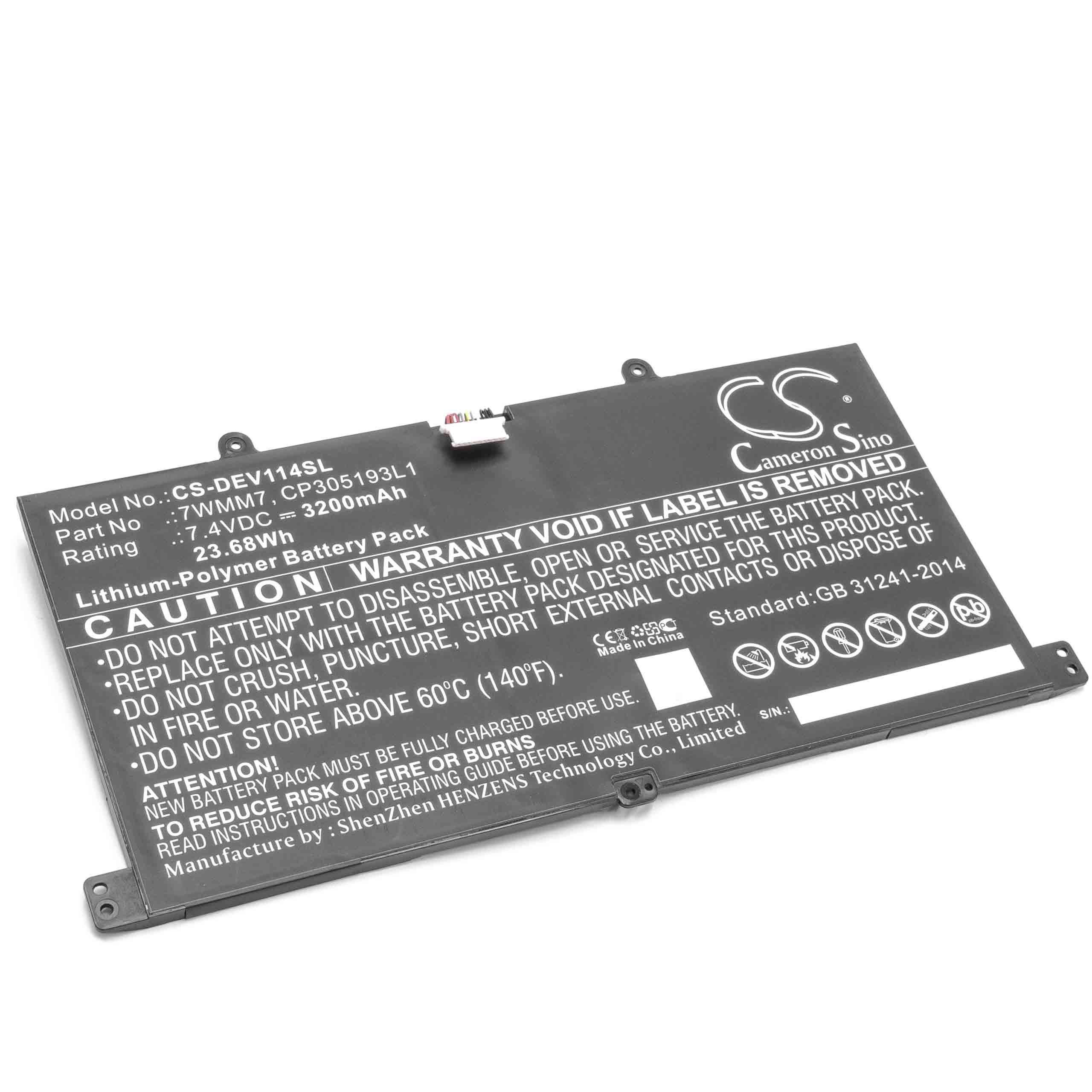 vhbw Akku kompatibel mit Dell CFC6C, D1R74, Venue 11 Pro Keyboard Dock kabellose Tastatur (3200mAh, 7,4V, Li-Polymer)