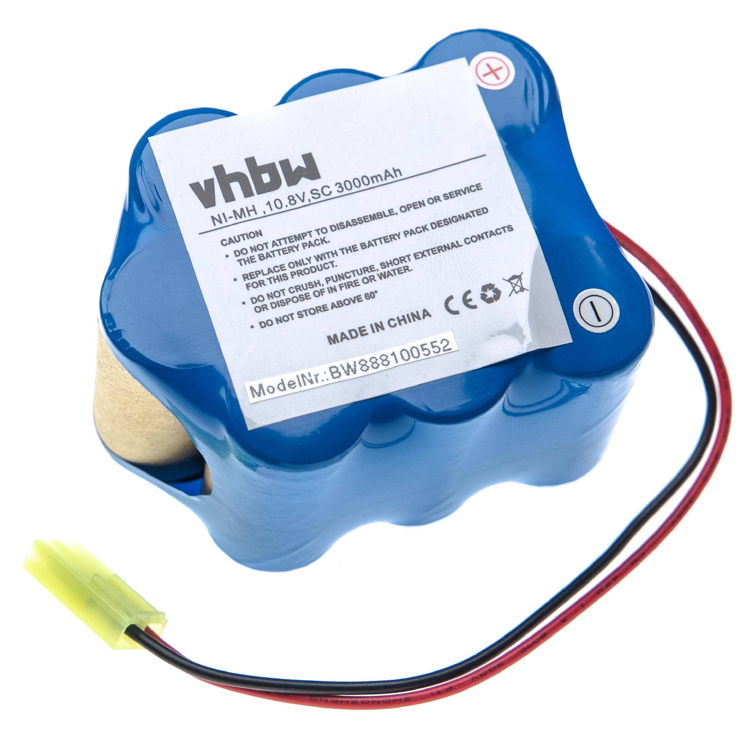 vhbw Akku Ersatz für Zepter C23106FM-SRCB, SA9KR1300SC-3RB, 9W-1300Cs-Z für Staubsauger (3000 mAh, 10,8 V, NiMH)
