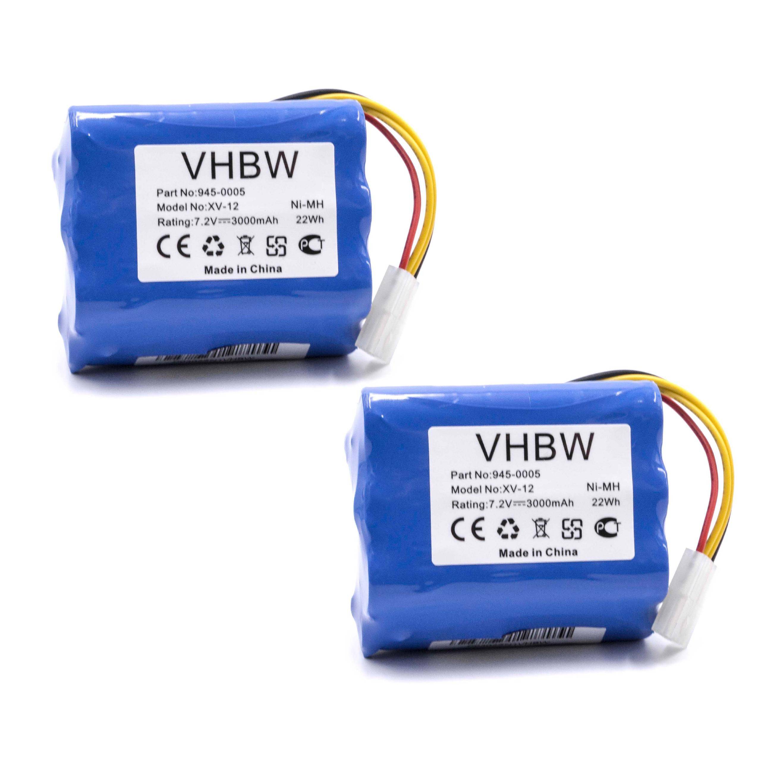 vhbw 2x Akku kompatibel mit Neato XV-11 | XV-12, Signature 25, XV-14, Signature Pro, VX Pro, XV-11 All Floor Staubsauger (3000 mAh, 7,2 V, NiMH)