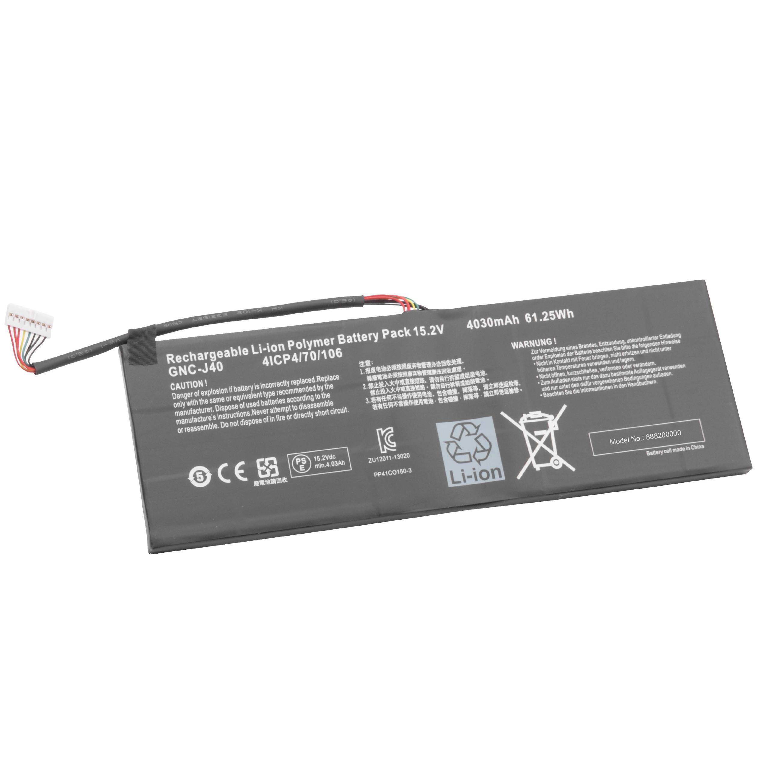 vhbw Akku kompatibel mit Gigabyte P34G v2-1, P34G v2, P34, P34F V5, P34G, P34F, P34G v2-3 Notebook (4030 mAh, 15,2 V, Li-Ion)