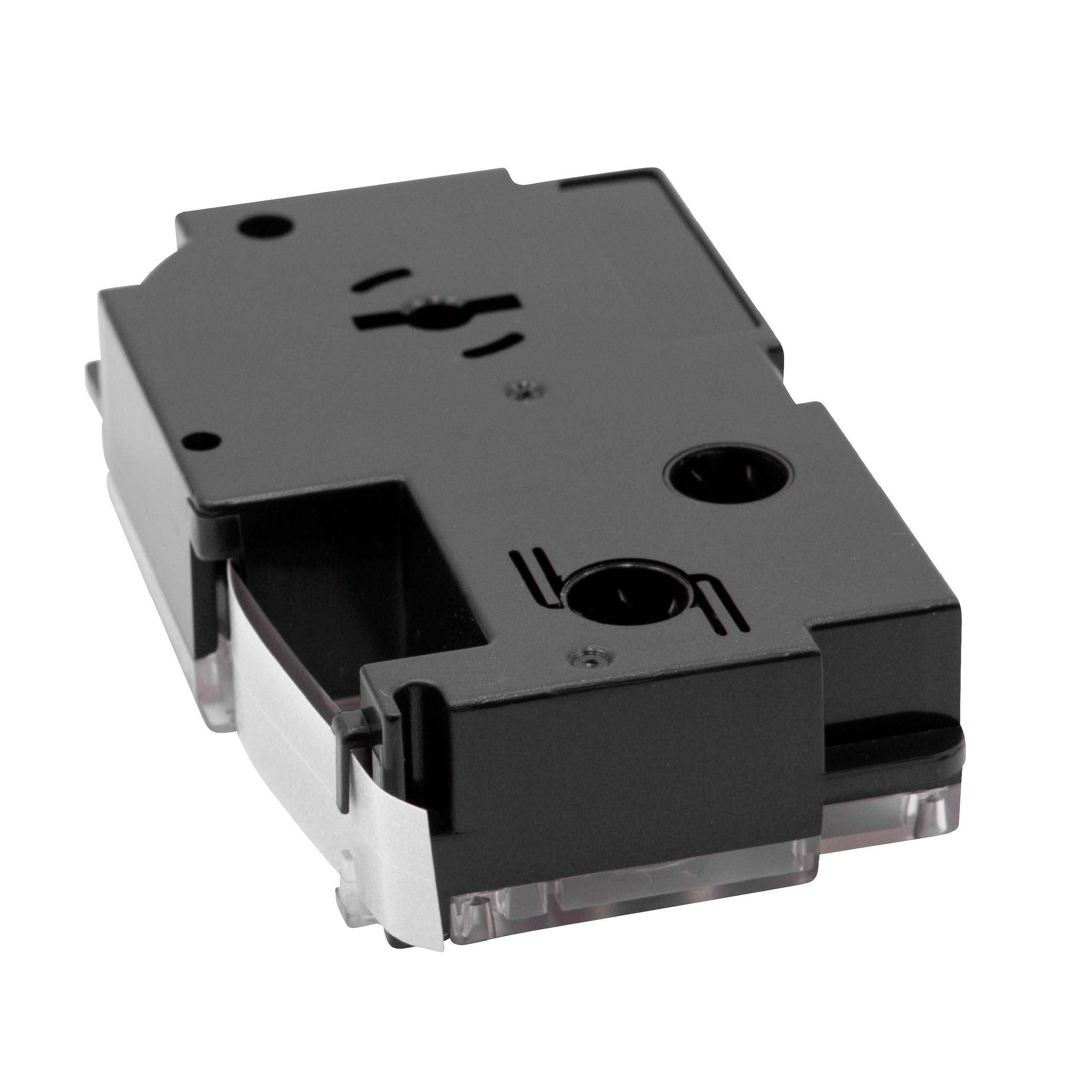vhbw Schriftband-Kassette kompatibel mit Casio KL-750E, KL-8200, KL-8100, KL-820, KL-780 Etiketten-Drucker 5,5m x 12mm Schwarz auf Transparent