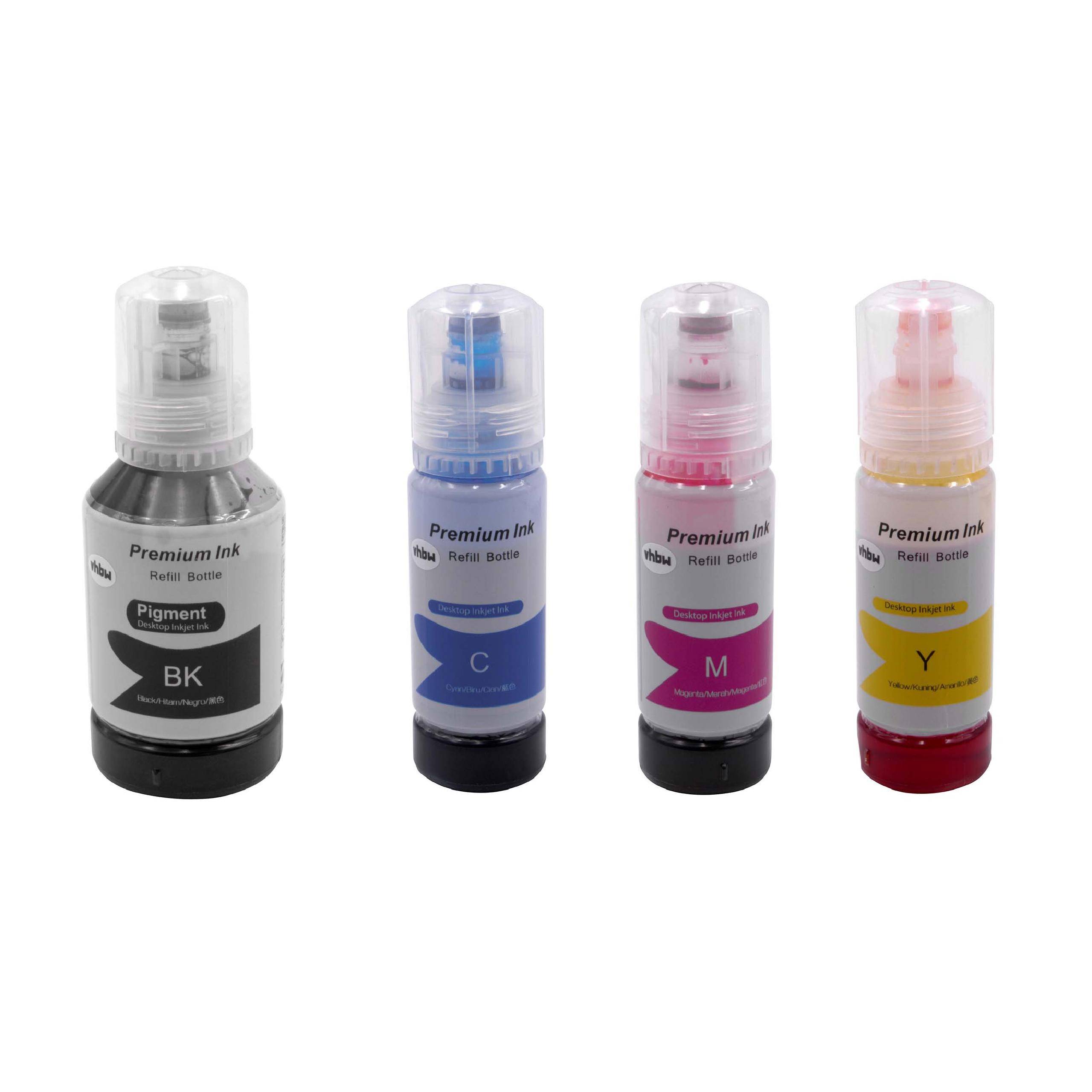 vhbw 4x Nachfülltinte kompatibel mit Canon Pixma G2510, G3501, G3510 Drucker - Refillset Schwarz, Dye Cyan, Dye Magenta, Dye Yellow, 330ml