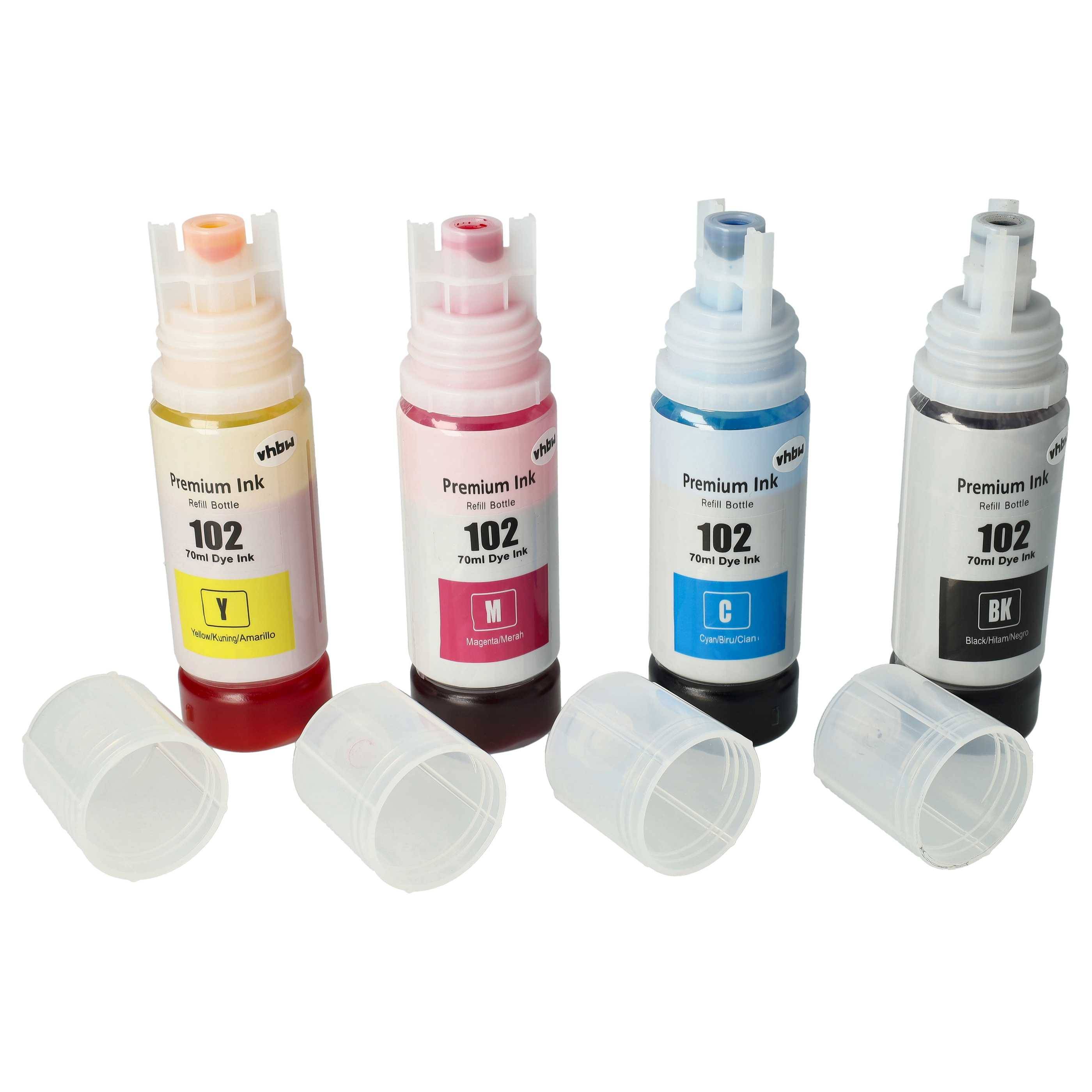vhbw 4x Nachfülltinte kompatibel mit Canon Pixma G4510, G4511 Drucker - Refillset Dye Cyan, Dye Magenta, Dye Schwarz, Dye Yellow, 280ml