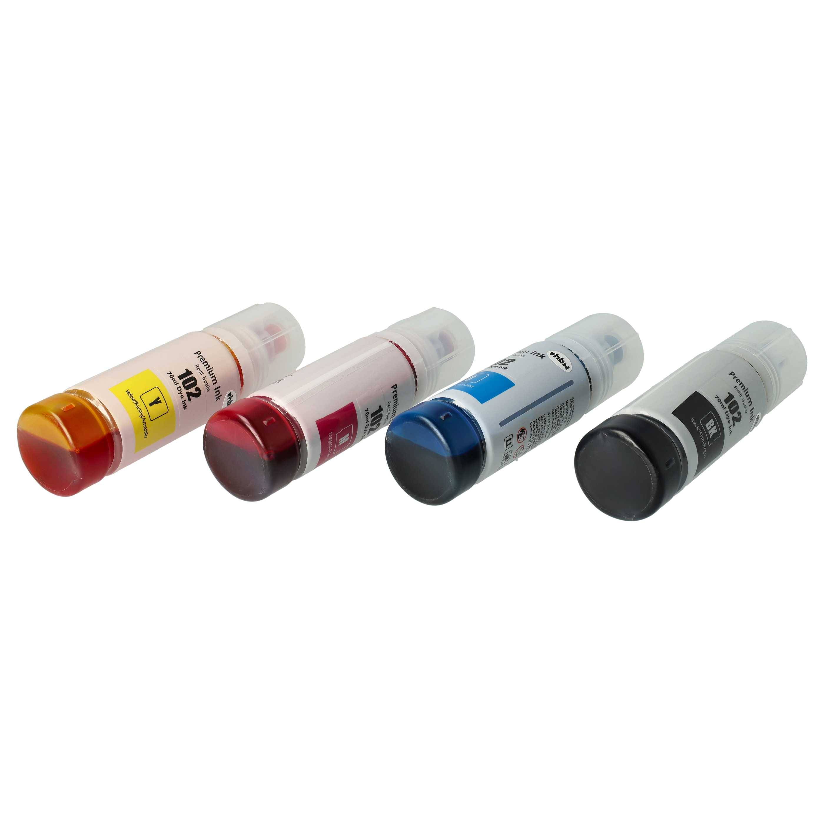 vhbw 4x Nachfülltinte kompatibel mit Canon Pixma G4510, G4511 Drucker - Refillset Dye Cyan, Dye Magenta, Dye Schwarz, Dye Yellow, 280ml
