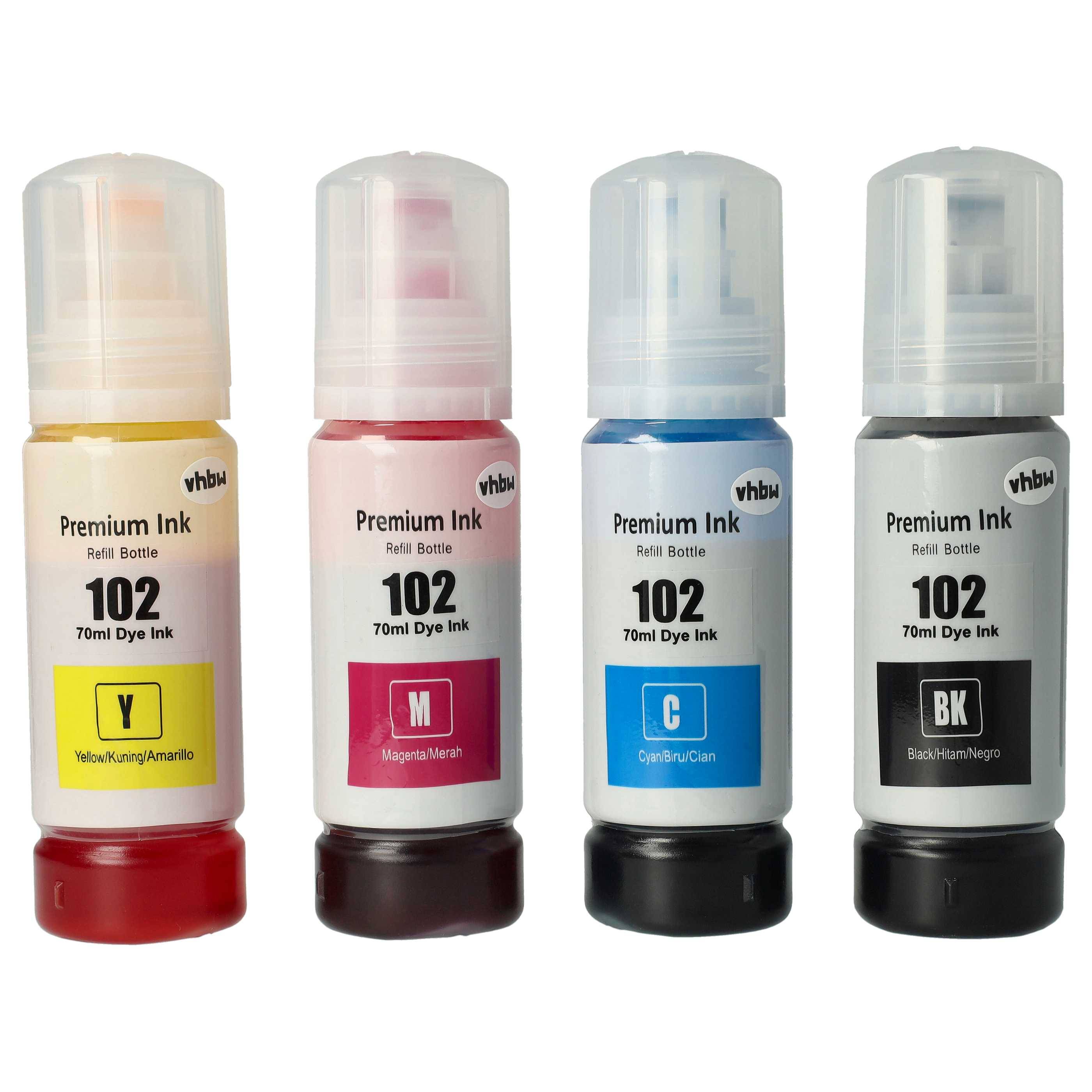 vhbw 4x Nachfülltinte kompatibel mit Canon Pixma G2510, G2501 Drucker - Refillset Dye Cyan, Dye Magenta, Dye Schwarz, Dye Yellow, 280ml