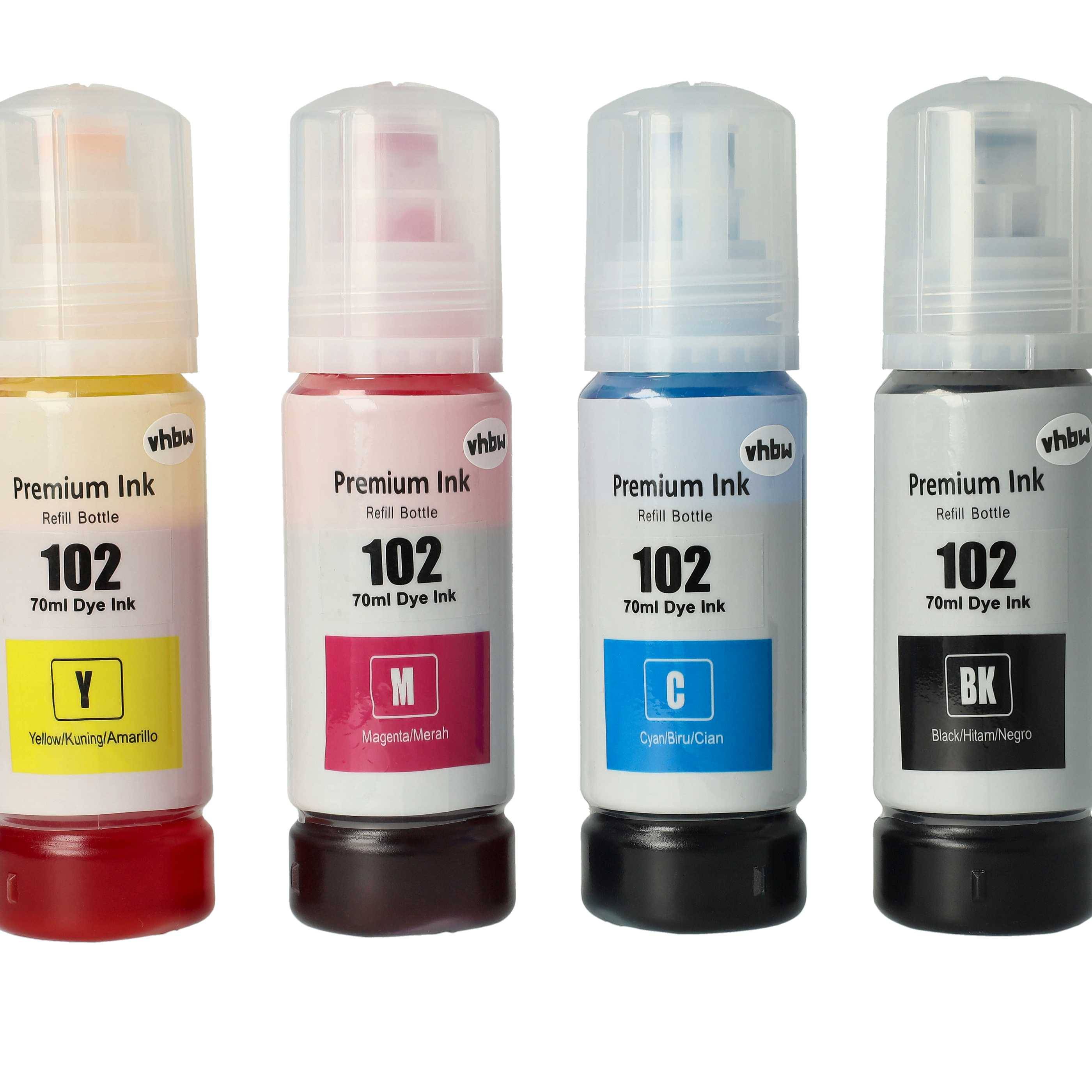 vhbw 4x Nachfülltinte kompatibel mit Canon Pixma G4510, G4511 Drucker - Refillset Dye Cyan, Dye Magenta, Dye Schwarz, Dye Yellow, 280ml