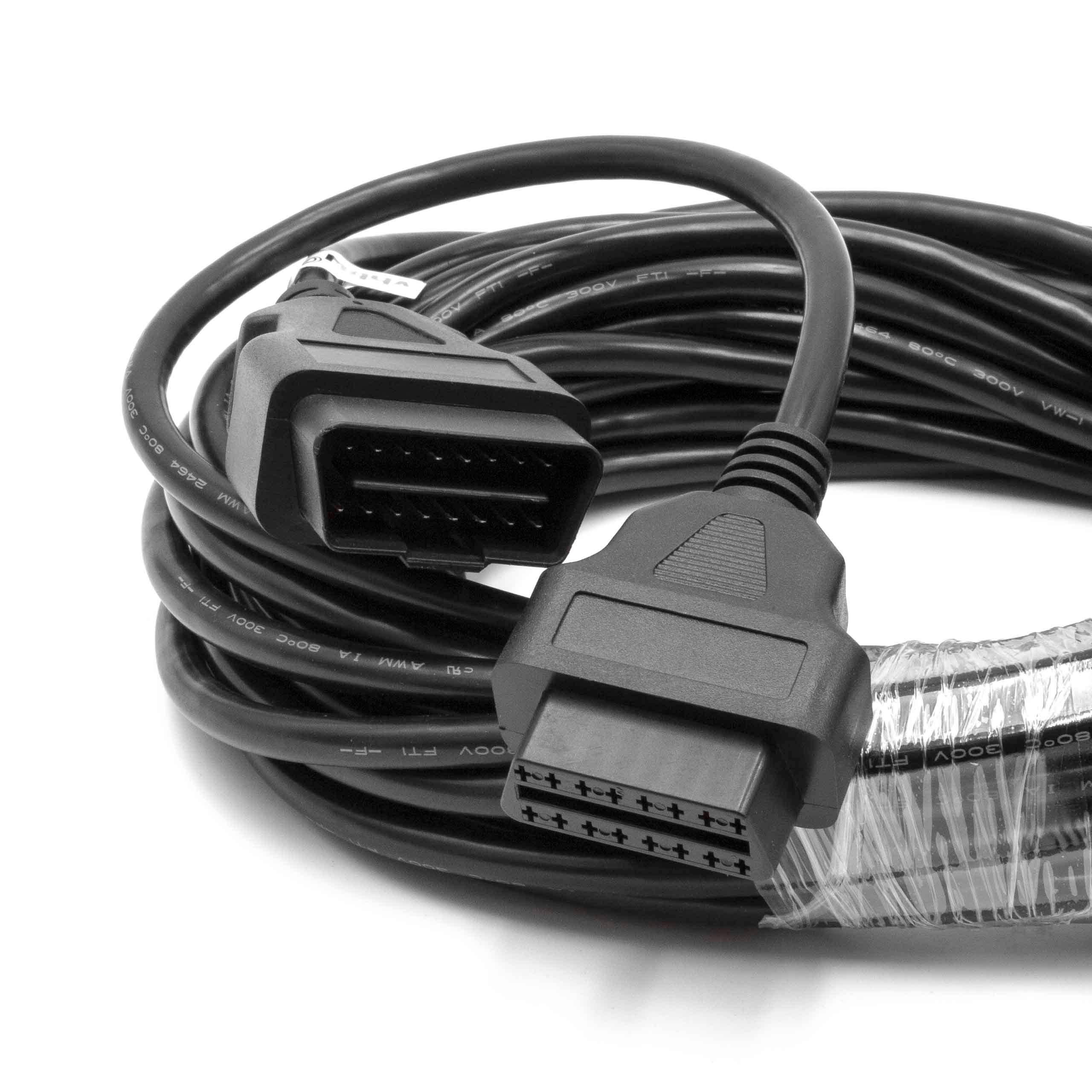 vhbw OBD2 Verlängerungskabel On-Board-Diagnose Stecker 16Pin weiblich auf 16Pin männlich kompatibel mit Fahrzeug, Diagnosegeräte 1000cm