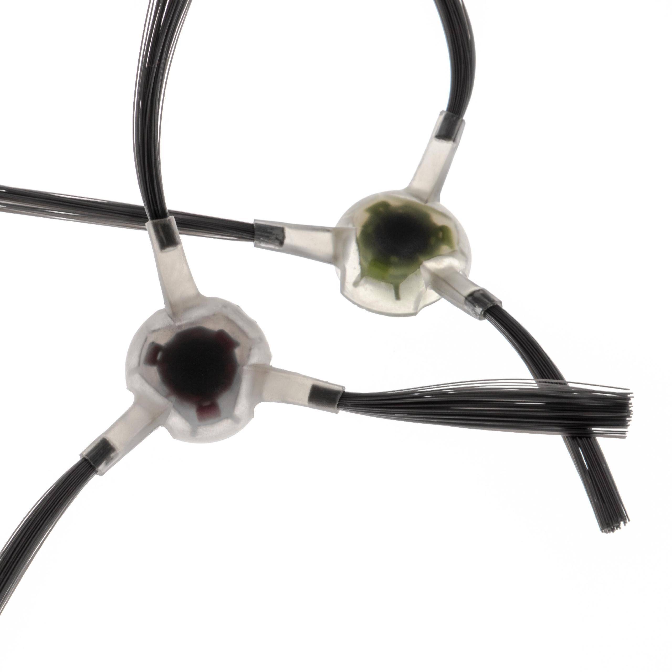 Eine Nahaufnahme von zwei schwarzen und weißen Kabeln, die durch ein transparentes, kreisförmiges Gehäuse verbunden sind, vor einem weißen Hintergrund.