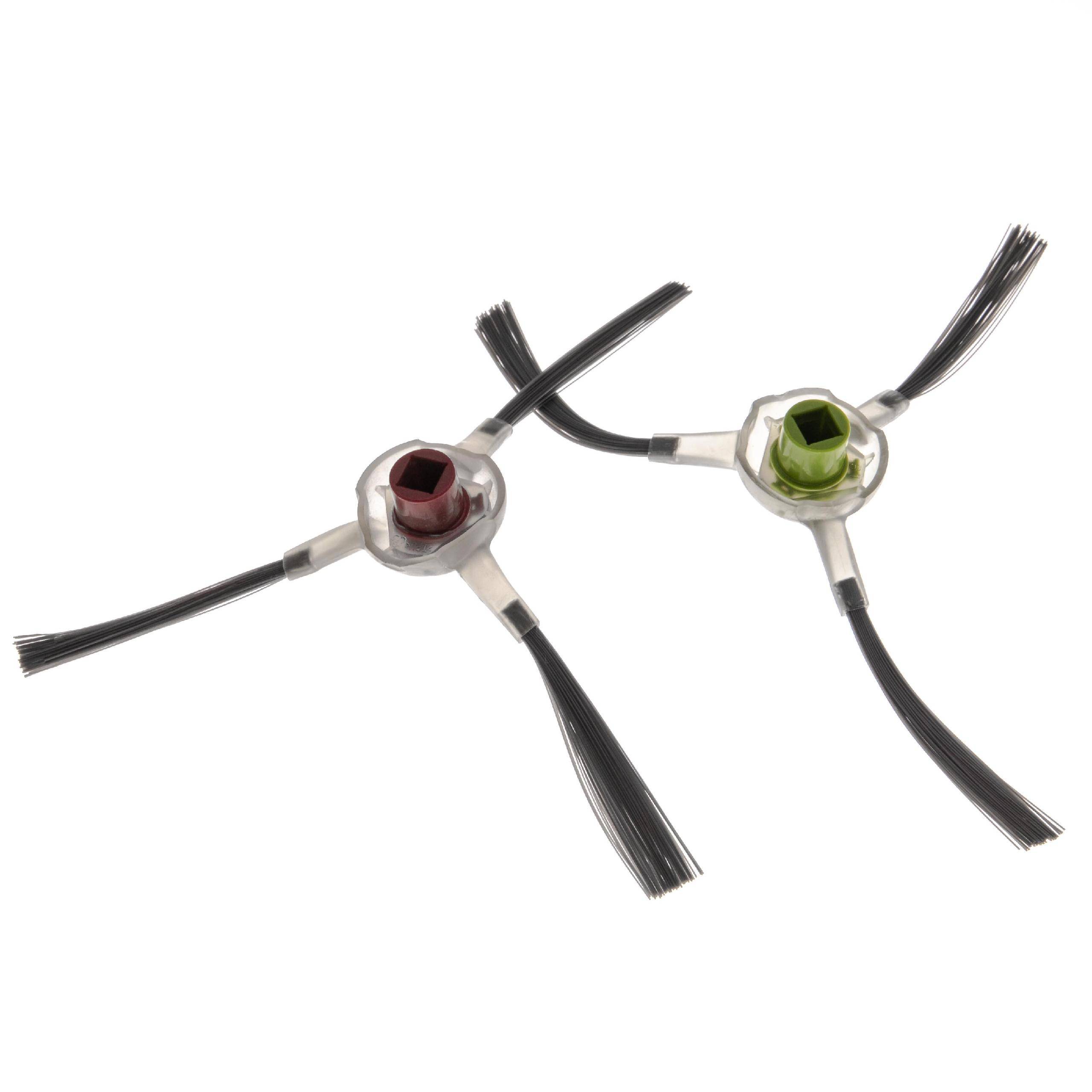 vhbw 2x Seitenbürste kompatibel mit Ecovacs Deebot Ozmo 950, 930 Saugroboter - Reinigungsbürsten Set, links/rechts, grau / rot / grün