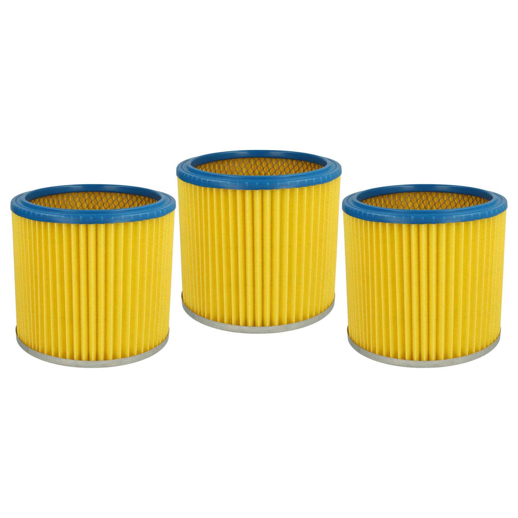 vhbw 3x Faltenfilter kompatibel mit Aqua Vac Hobby 33, 1000, 36, 44, 11, 22, 24 Staubsauger - Patronenfilter, Blau Gelb