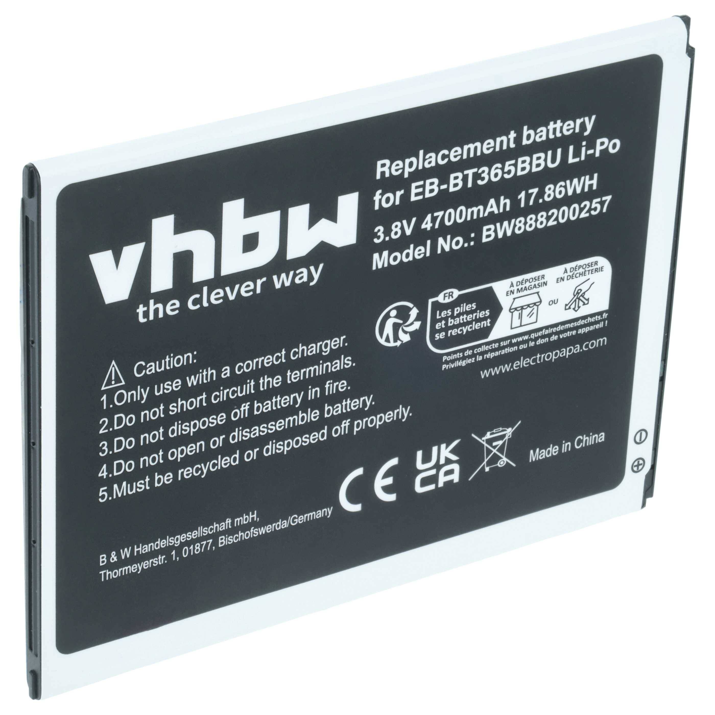vhbw 1x Akku kompatibel mit Samsung Galaxy Tab Active 2 8.0 WiFi, Active 2 LTE, Active 2 WiFi, Active 4G, Active 4G LTE Tablet Pad (4700 mAh, 3,8