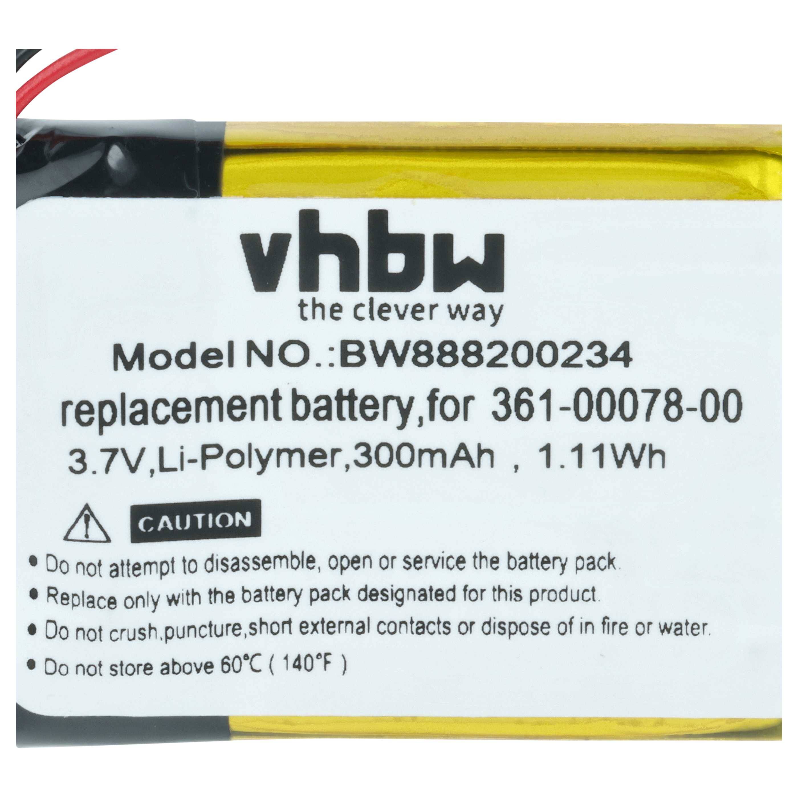 vhbw Akku Ersatz für Garmin 361-00078-00 für Smartwatch Uhr Fitnessarmband (300 mAh, 3,7 V, Li-Polymer) + Werkzeug-Set