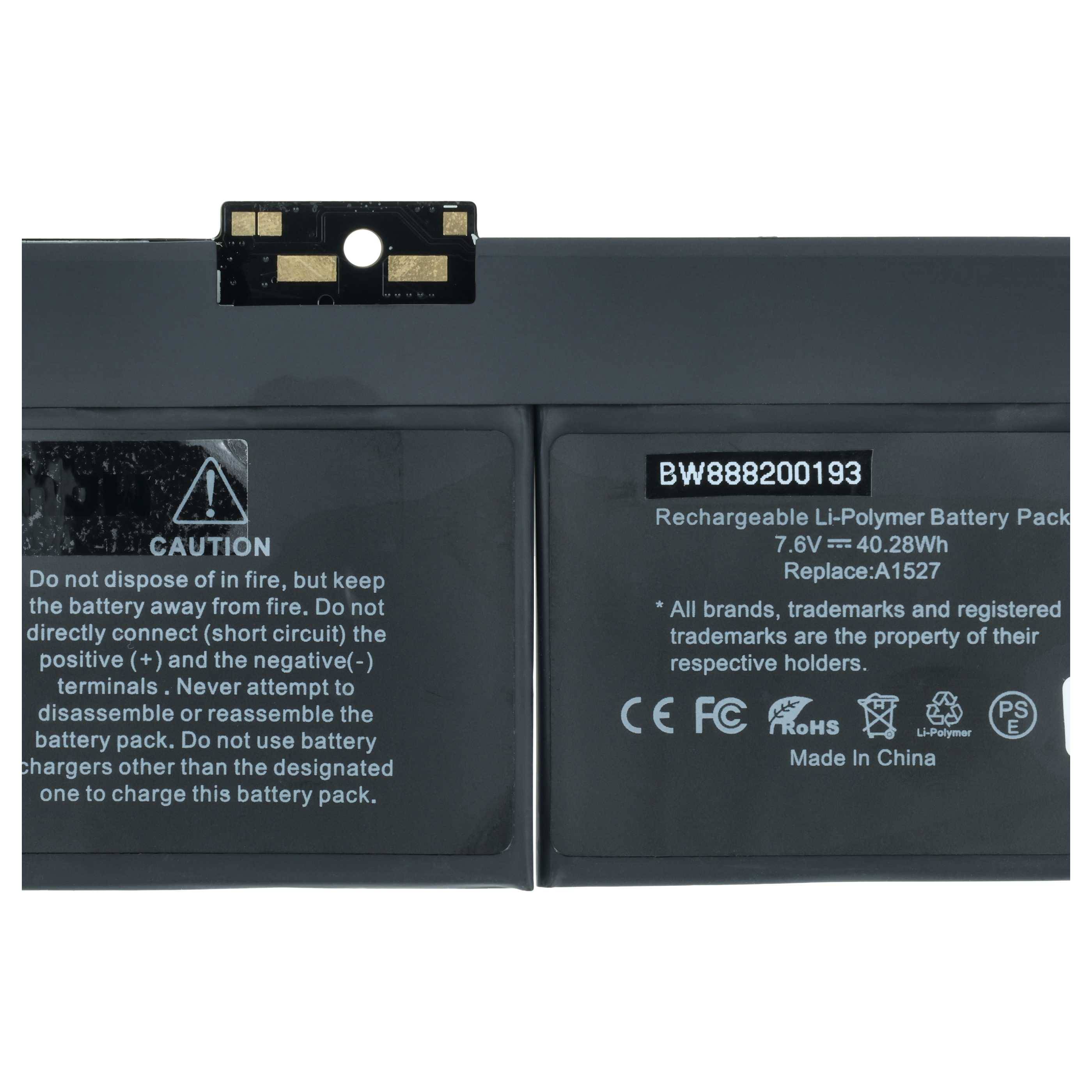 vhbw Akku Ersatz für Apple A1527, A1705 für Notebook (5200 mAh, 7,6 V, Li-Polymer)