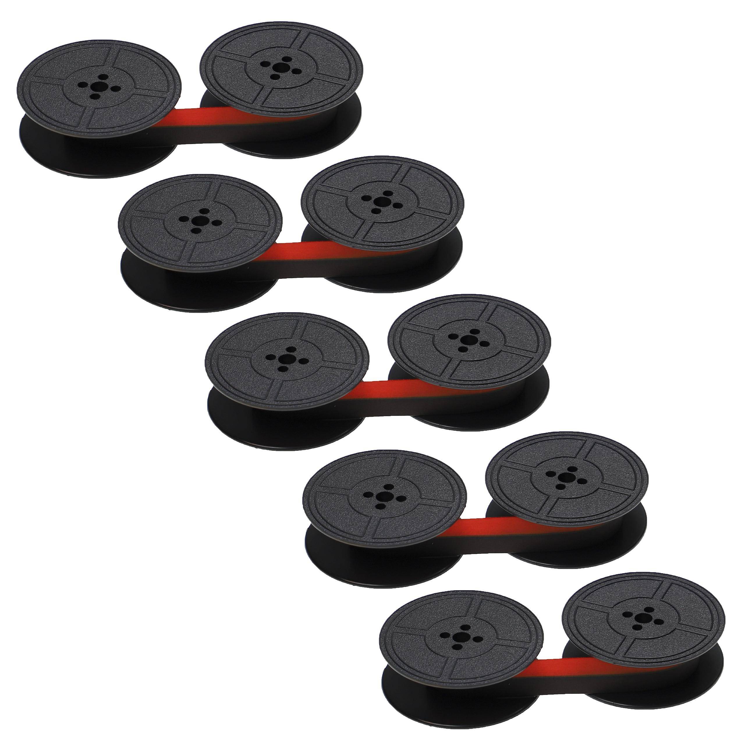 vhbw 5x Farbband Schriftband kompatibel mit Triumph-Adler Electric 51 F, Electric 51 C Nadeldrucker, Bondrucker - Schwarz, Rot