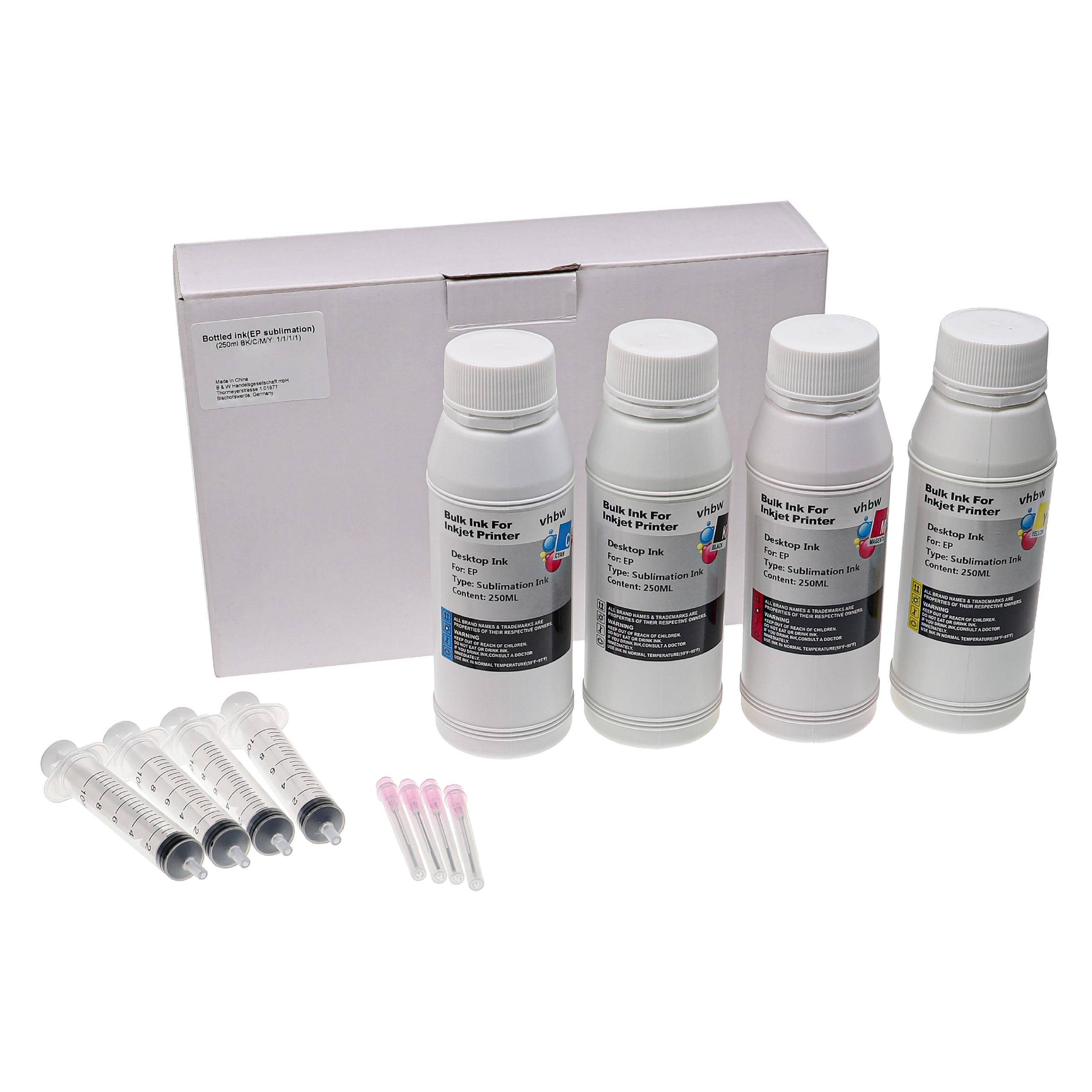 vhbw 4x Sublimationstinte kompatibel mit Ricoh Aficio SG 7100DN Sublimationsdrucker - Refillset Cyan, Magenta, Yellow, Schwarz, 250ml