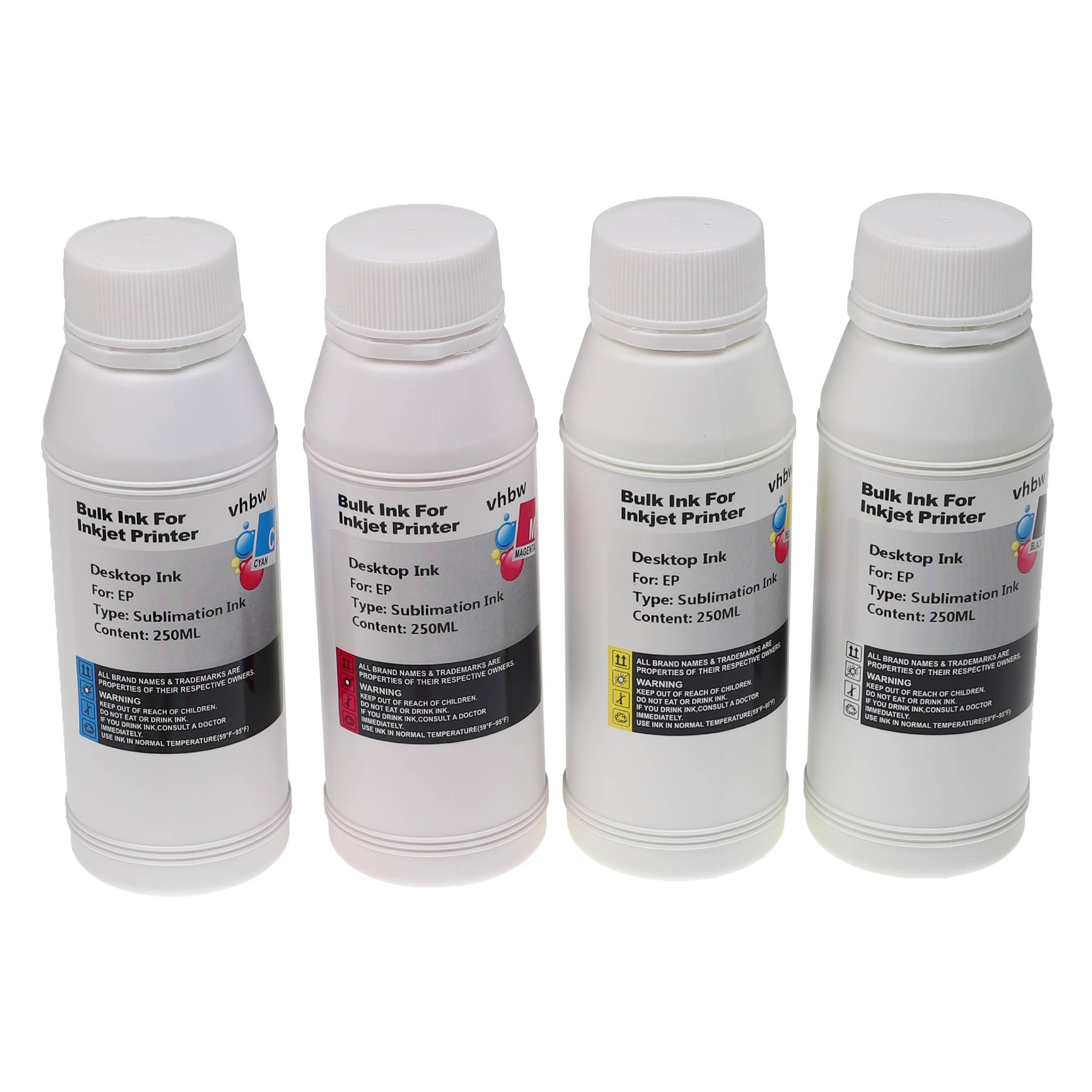 vhbw 4x Sublimationstinte kompatibel mit Ricoh Aficio GX E5500N Sublimationsdrucker - Refillset Cyan, Magenta, Yellow, Schwarz, 250ml