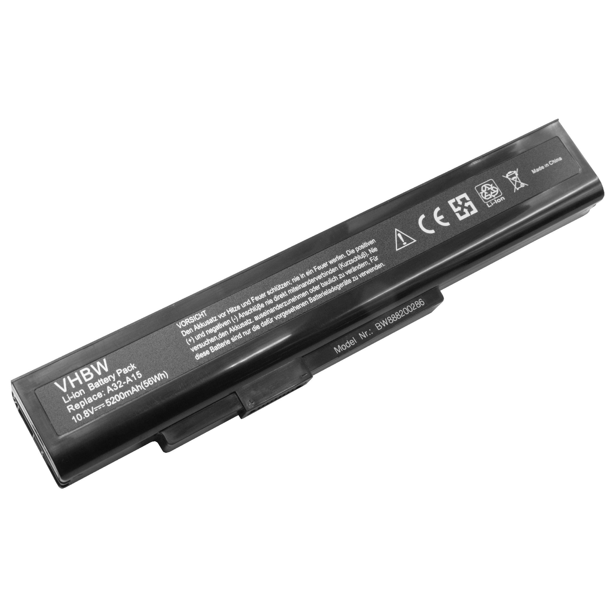 vhbw 1x Akku kompatibel mit MSI CX640, CR640X, CR640MX, CR640DX, A6400 Notebook (5200 mAh, 10,8 V, Li-Ion)