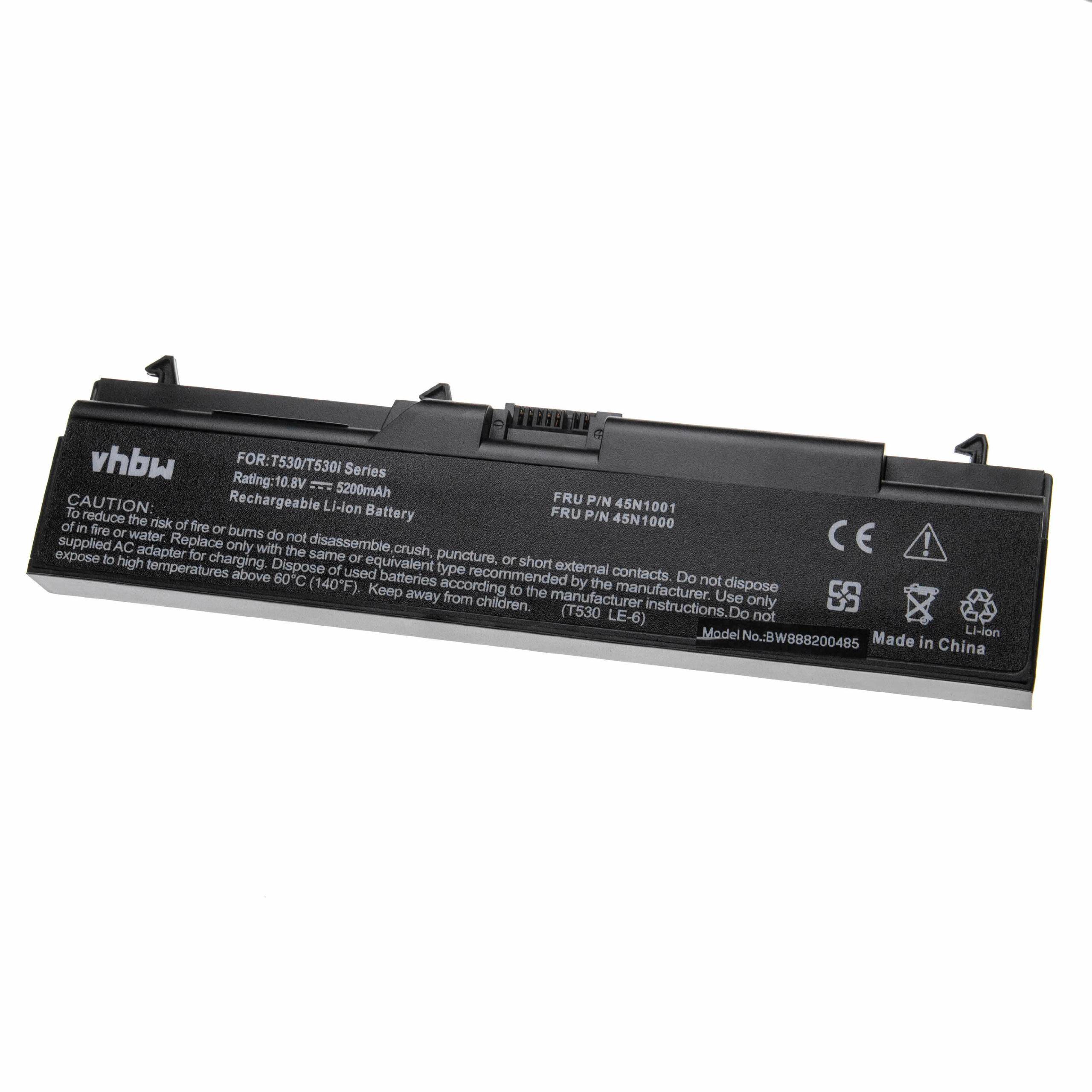 vhbw Akku Ersatz für Lenovo FRU 42T4927, FRU 42T4851, FRU 42T4925, FRU 42T4848 für Notebook (5200 mAh, 10,8 V, Li-Ion)