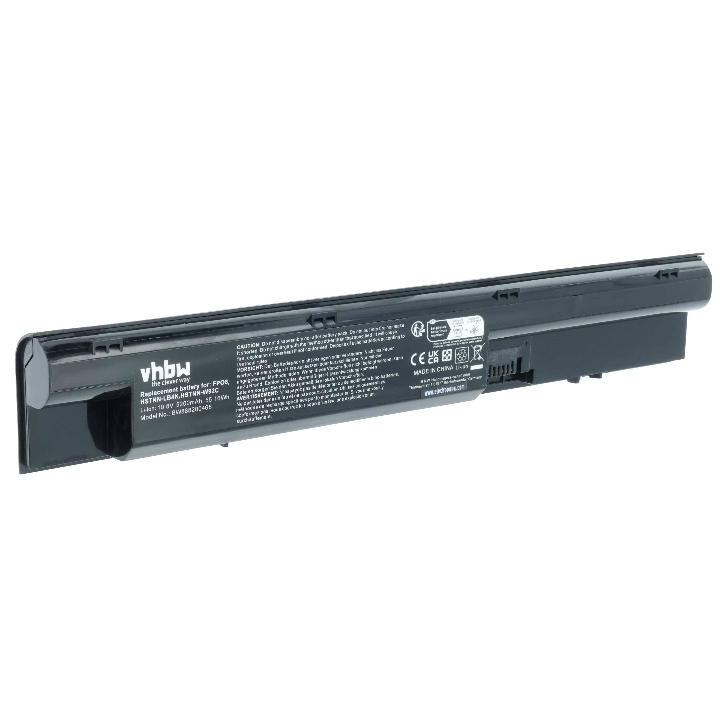 vhbw Akku Ersatz für HP HSTNN-IB4J, H6L27AA, HSTNN-W92C, HSTNN-UB4J, HSTNN-LB4K für Notebook (5200 mAh, 10,8 V, Li-Polymer)