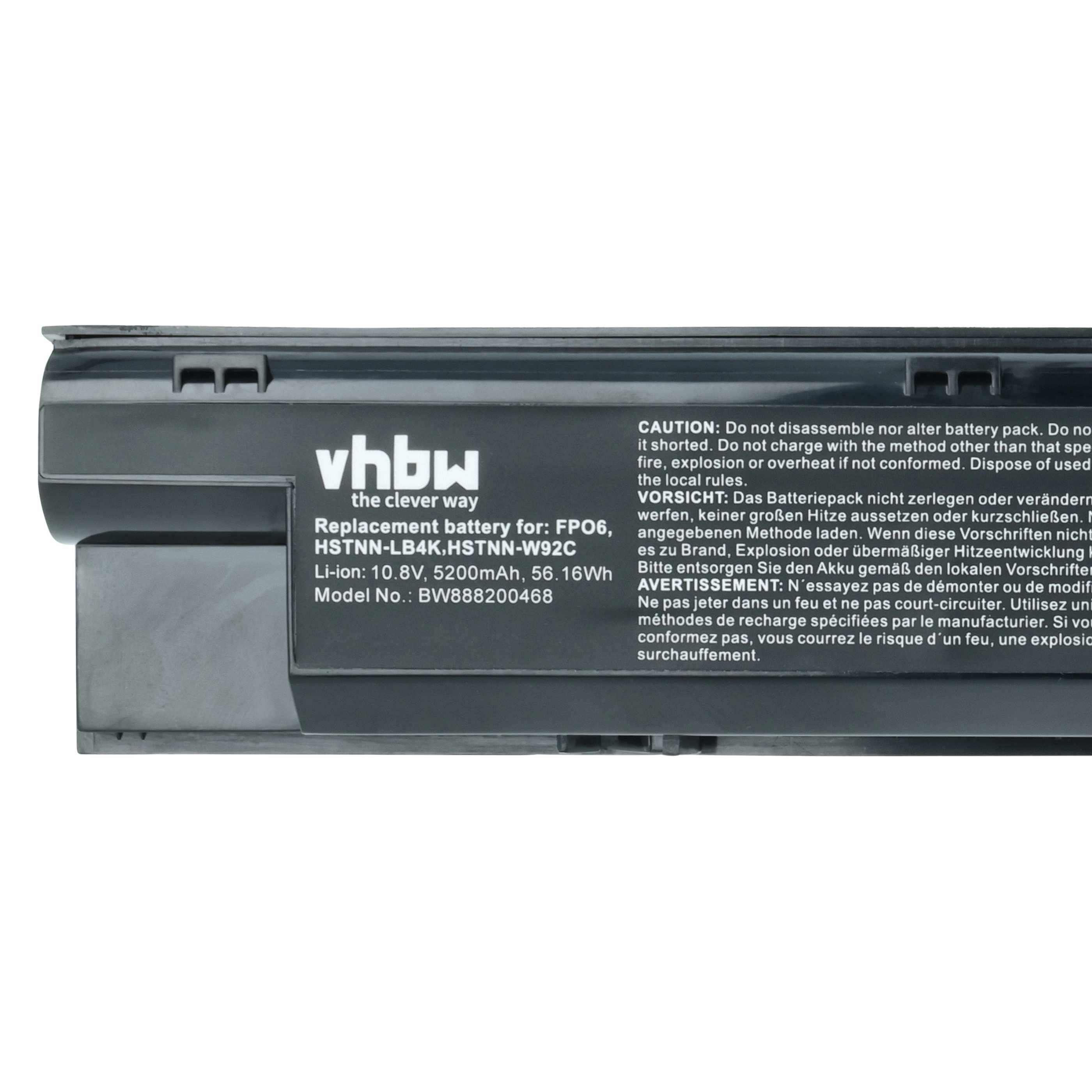vhbw Akku Ersatz für HP HSTNN-IB4J, H6L27AA, HSTNN-W92C, HSTNN-UB4J, HSTNN-LB4K für Notebook (5200 mAh, 10,8 V, Li-Polymer)